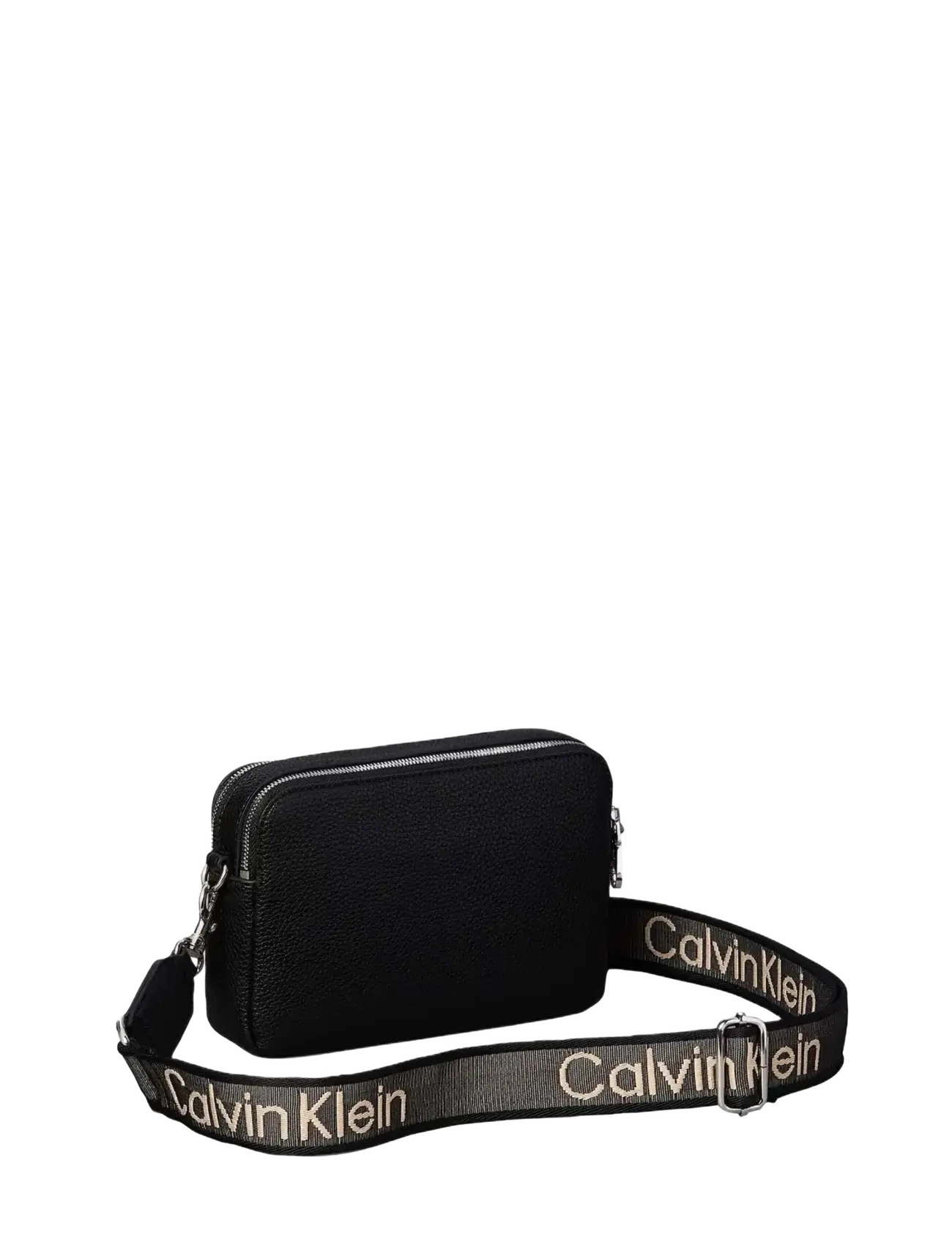 Calvin Klein - WEBBING 2X STRAP CAMERA BAG - shoulder bags - black shiny nickel - 1