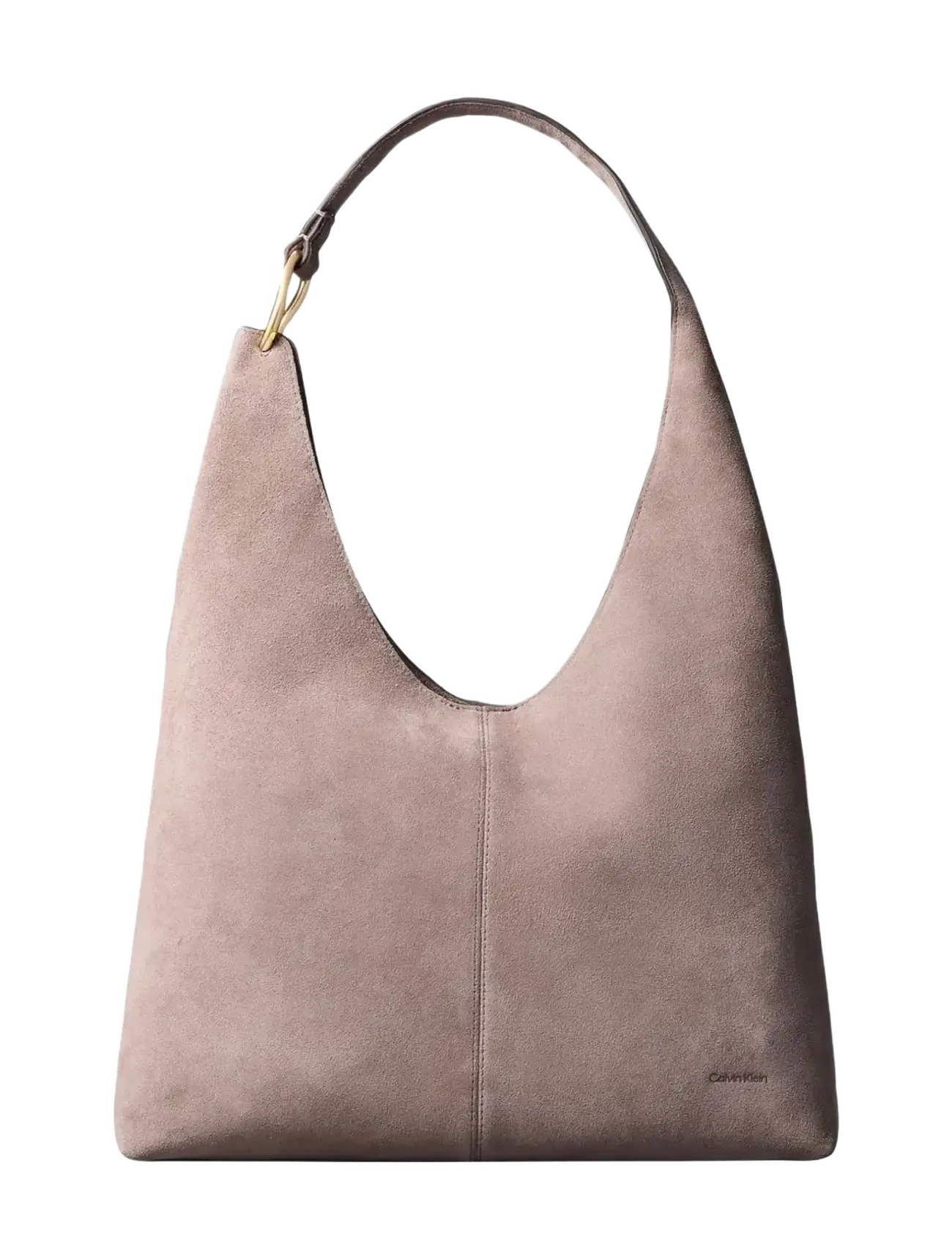 Calvin Klein SLOUCHY SUEDELARGE SHOULDER BAG - Bags - MOONSTRUCK SUEDE / beige