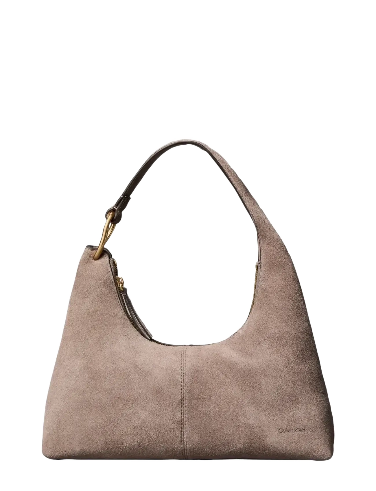 Calvin Klein SLOUCHY SUEDE SHOULDER BAG - Bags - MOONSTRUCK SUEDE / beige