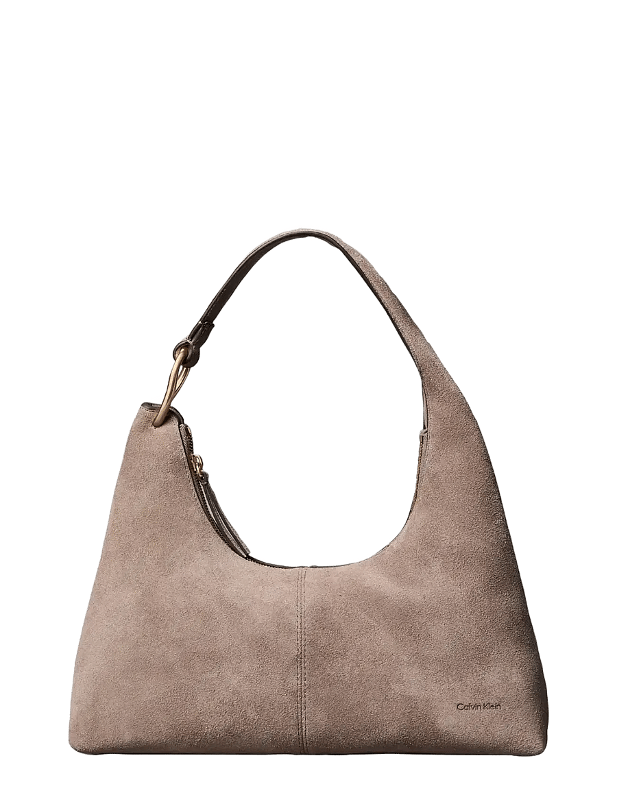 Calvin Klein - SLOUCHY SUEDE SHOULDER BAG - shoulder bags - moonstruck suede - 1