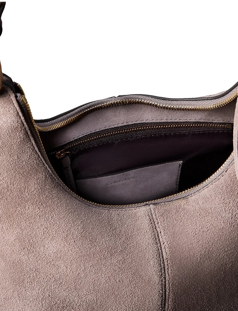 Calvin Klein - SLOUCHY SUEDE SHOULDER BAG - shoulder bags - moonstruck suede - 3