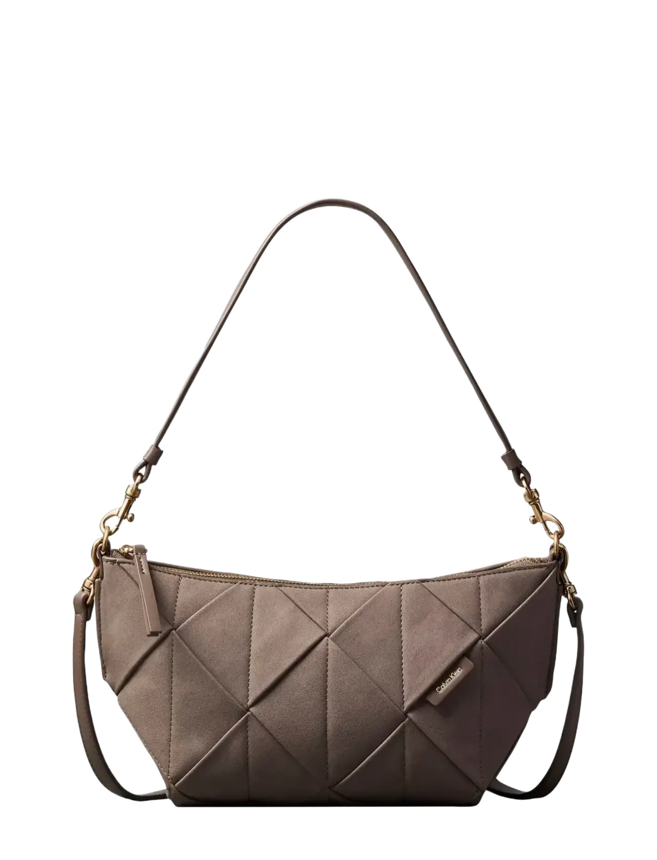 Calvin Klein WOVEN SUEDED SHOULDER BAG - Schultertaschen - MOONSTRUCK SUEDE / brown