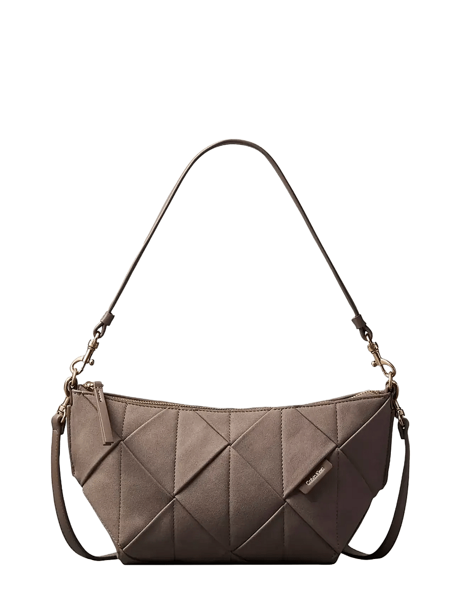 Calvin Klein - WOVEN SUEDED SHOULDER BAG - schultertaschen - moonstruck suede - 0
