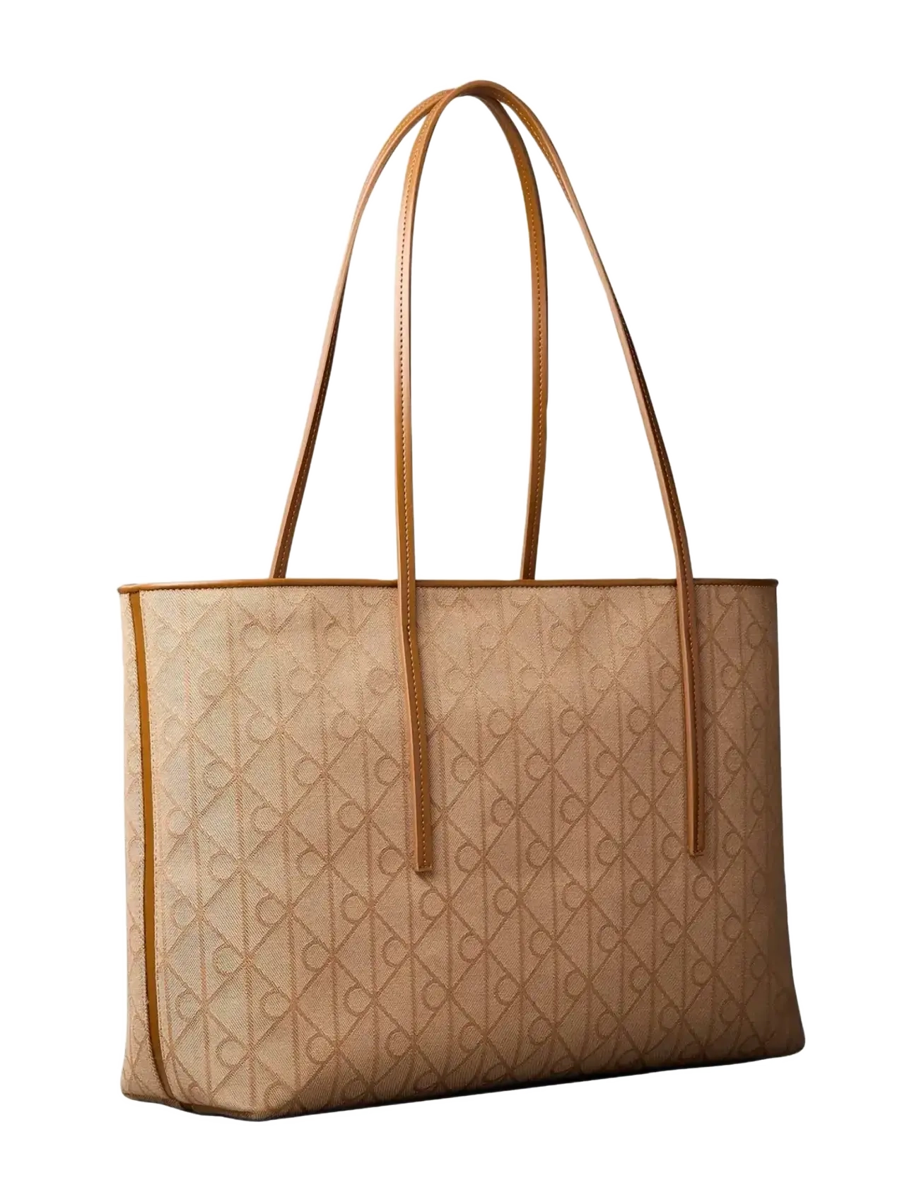 Calvin Klein EMBLEM AOP JACQUARD TOTE W/POUCH - Hverdags stil - CORNSTALK   MONKS ROBE AOP / beige