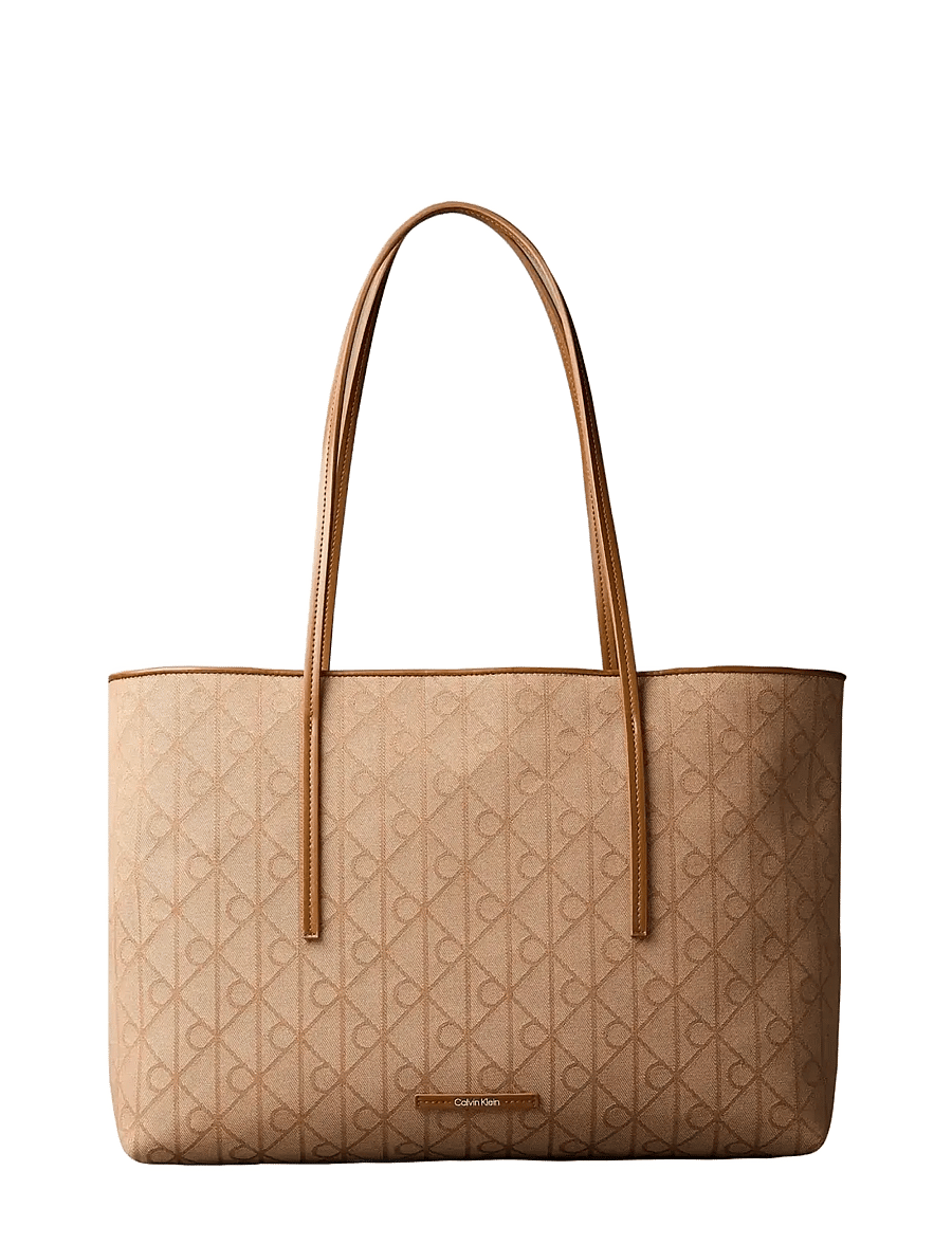 Calvin Klein - EMBLEM AOP JACQUARD TOTE W/POUCH - tote bags - cornstalk monks robe aop - 1