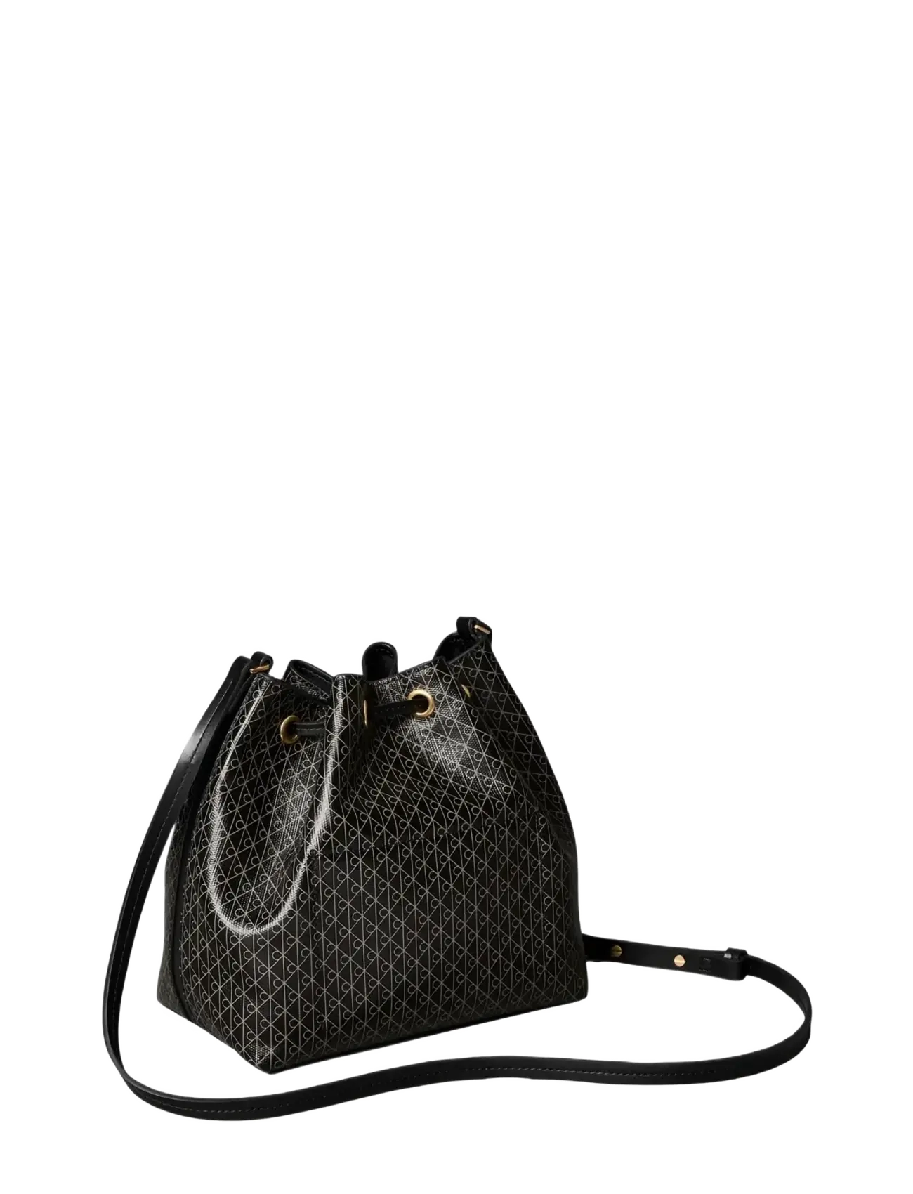 Calvin Klein - EMBLEM AOP DRAWSTRING BUCKET - bucket bags - black aop - 2