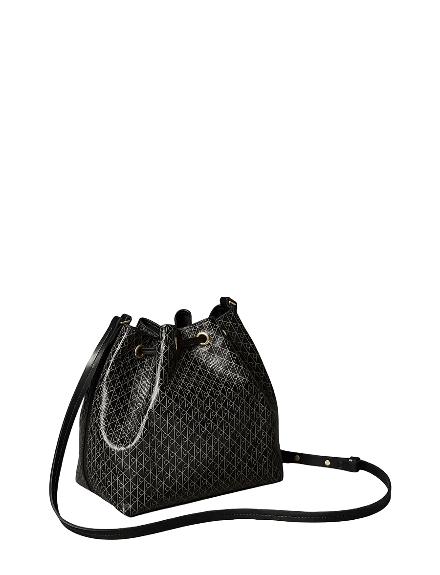 Calvin Klein - EMBLEM AOP DRAWSTRING BUCKET - bucket bags - black aop - 2