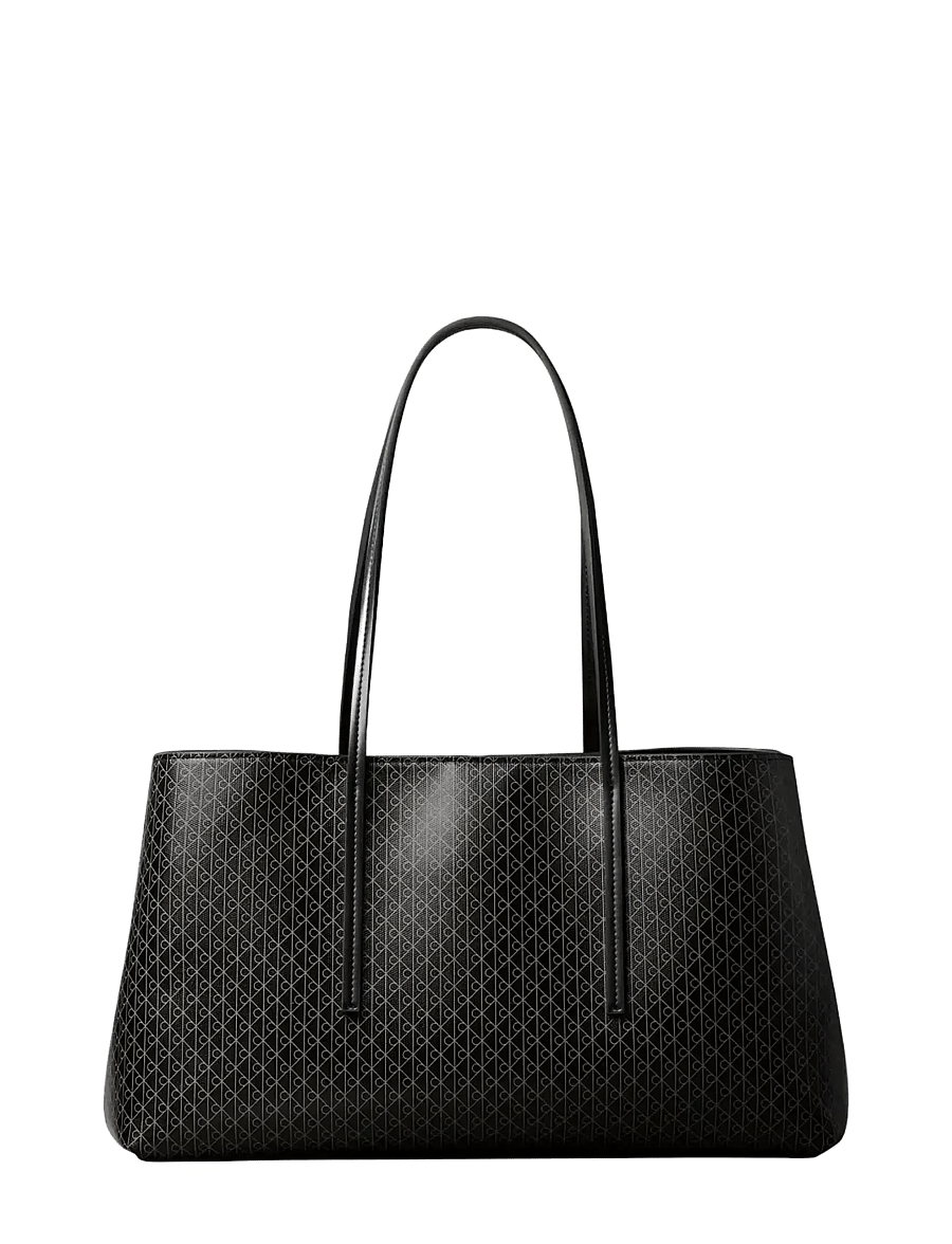Calvin Klein - EMBLEM AOP MEDIUM WORK TOTE - tote bags - black aop - 1
