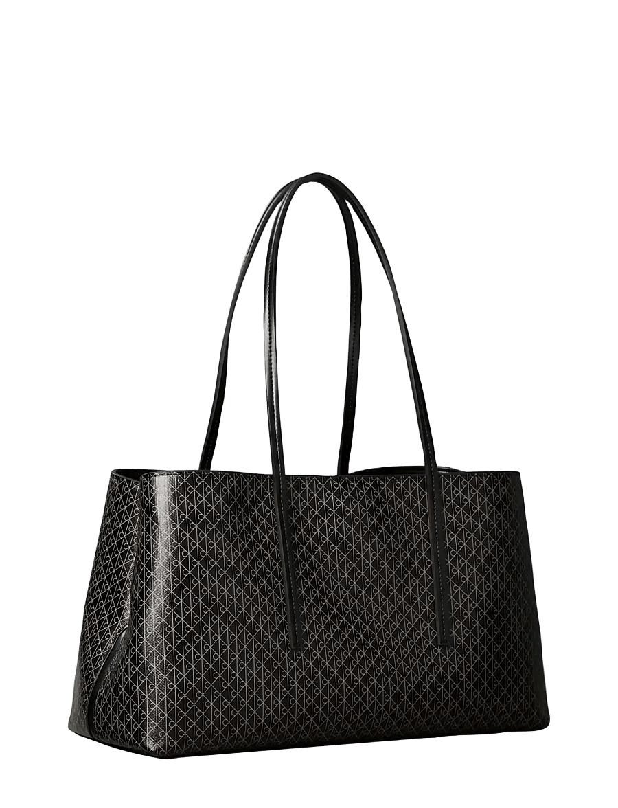 Calvin Klein - EMBLEM AOP MEDIUM WORK TOTE - tote bags - black aop - 2