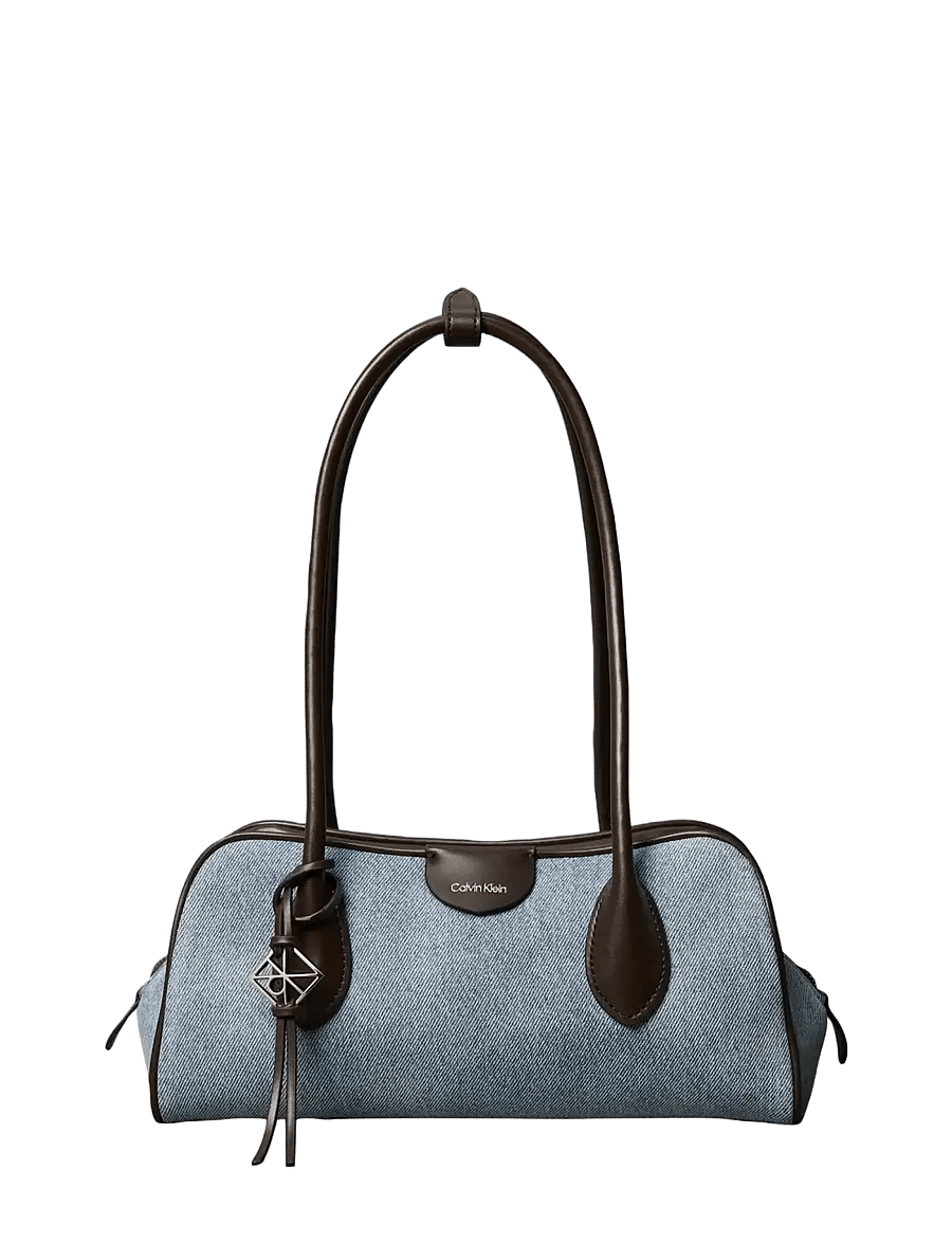 Calvin Klein - EMBLEM TRIO DENIM SHOULDER BAG - axelremsväskor - light wash denim - 1
