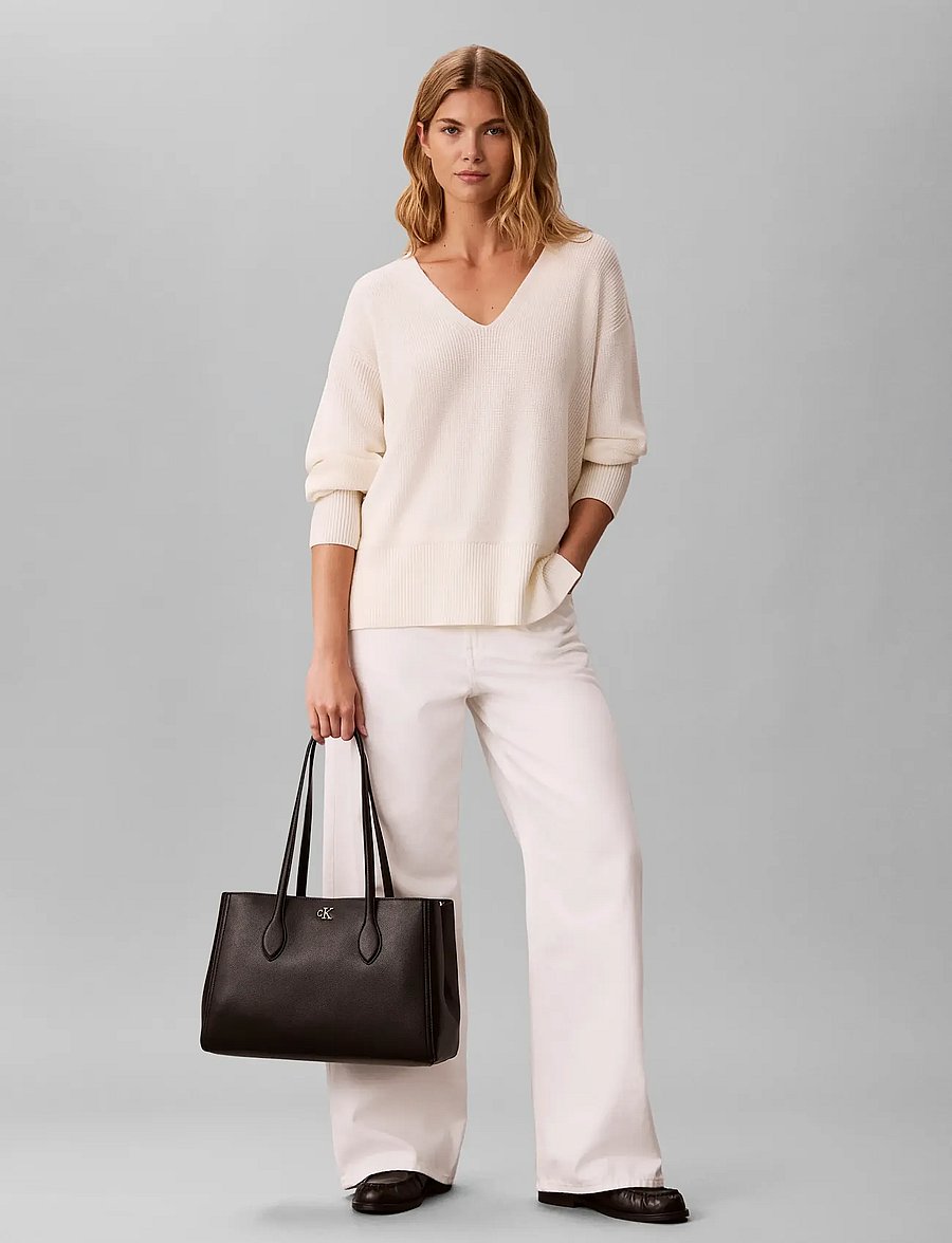 Calvin Klein - CK MEDIUM WORK TOTE - tote bags - black - 0