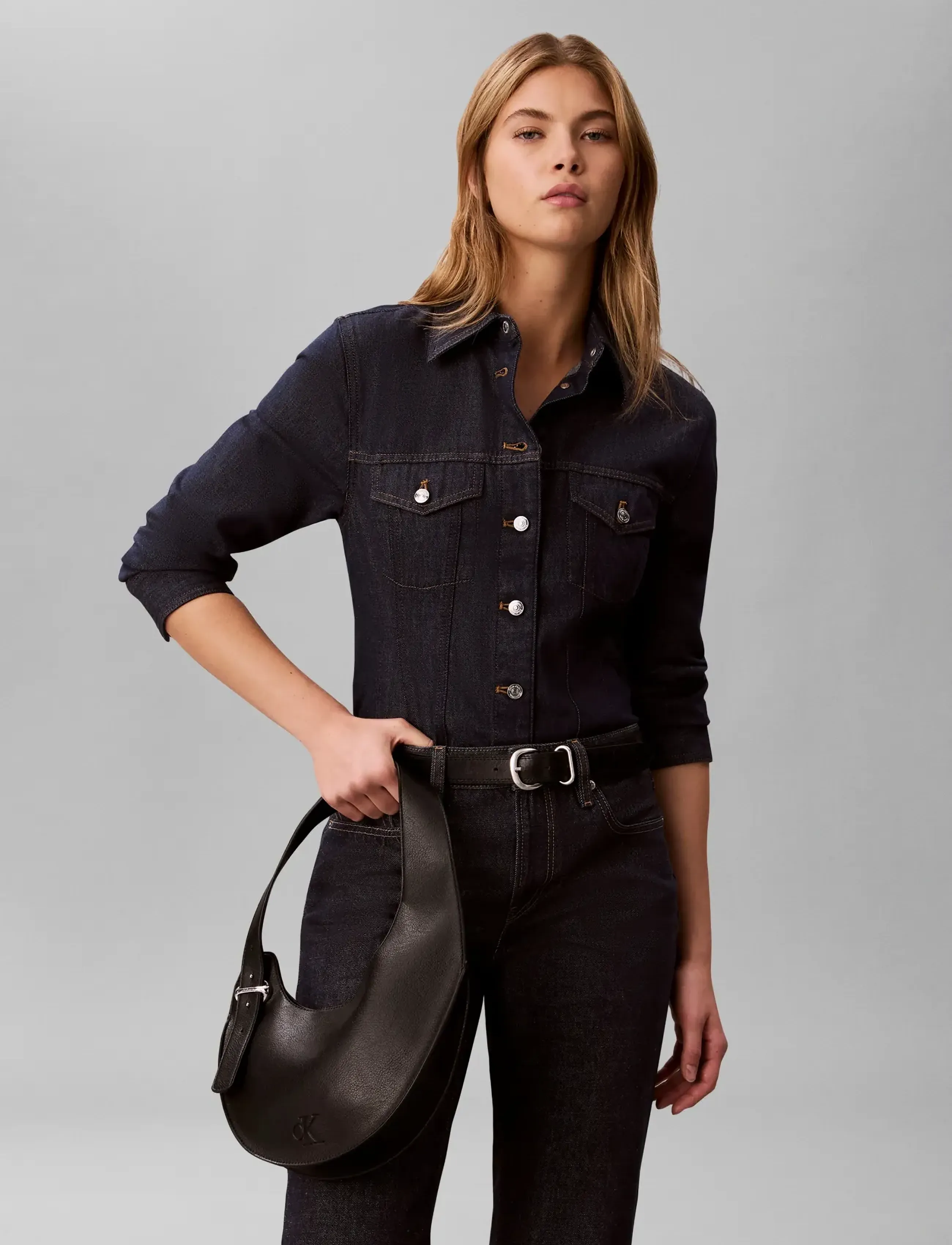 Calvin Klein - ASYM BUCKLE SHOULDER BAG - skuldertasker - black - 0