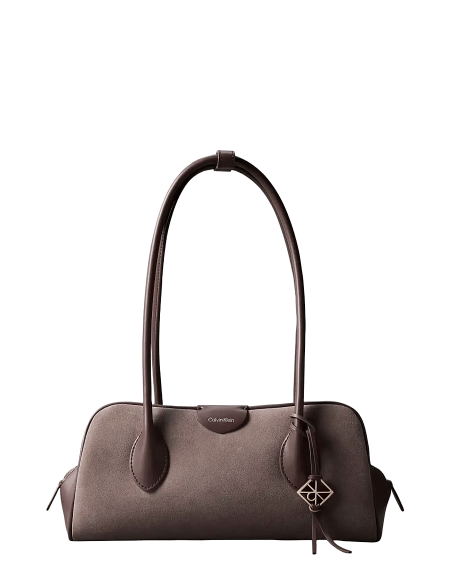 Calvin Klein - EMBLEM TRIO SUEDE SHOULDER BAG - hverdags stil - moonstruck plum truffle - 0