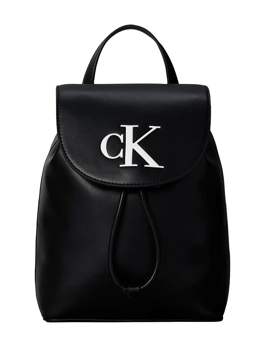Calvin Klein - BOLD CK FLAP MINI BACKPACK - igapäevane stiil - black white - 1
