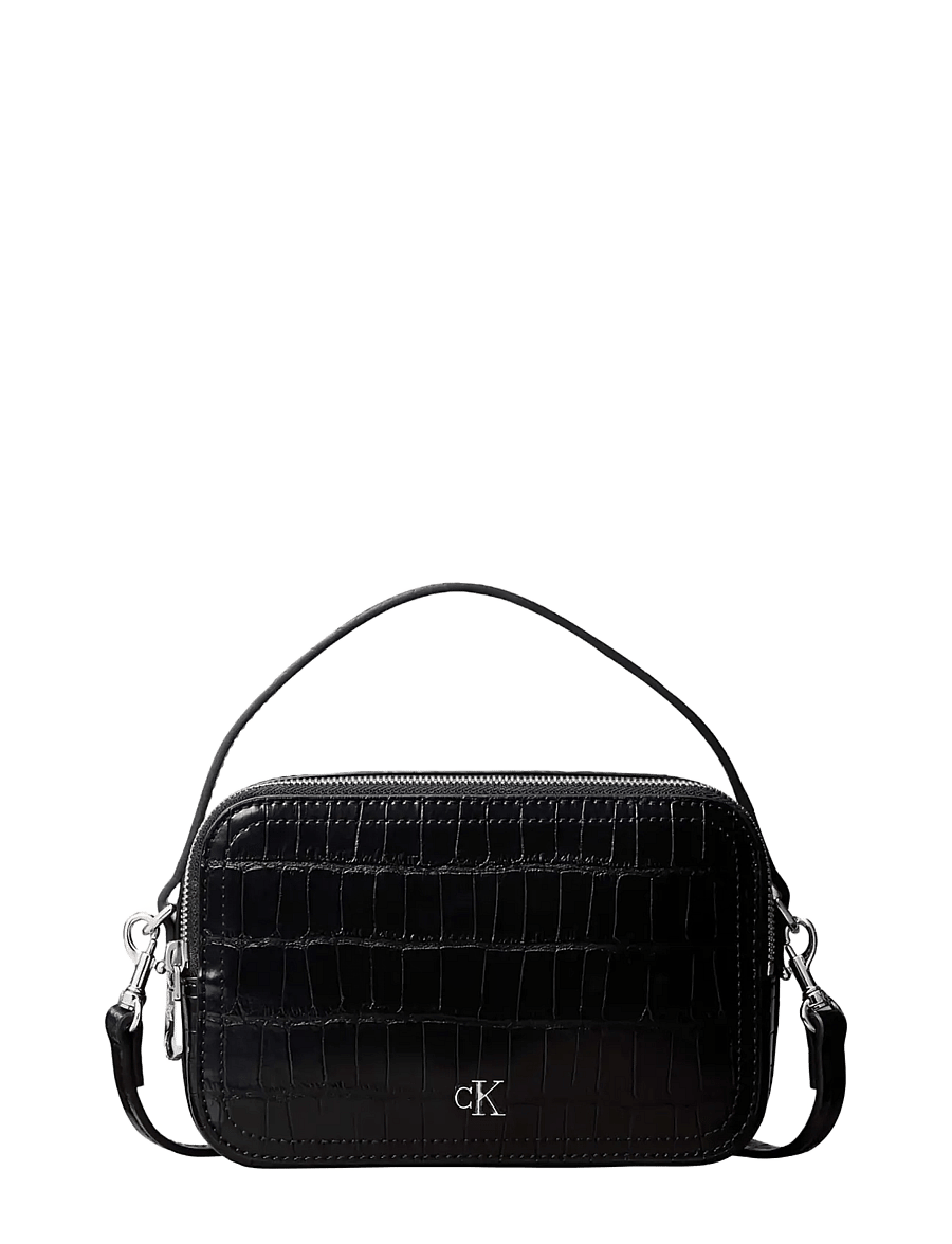 Calvin Klein - CK CROC CAMERA BAG - crossbody bags - black - 0