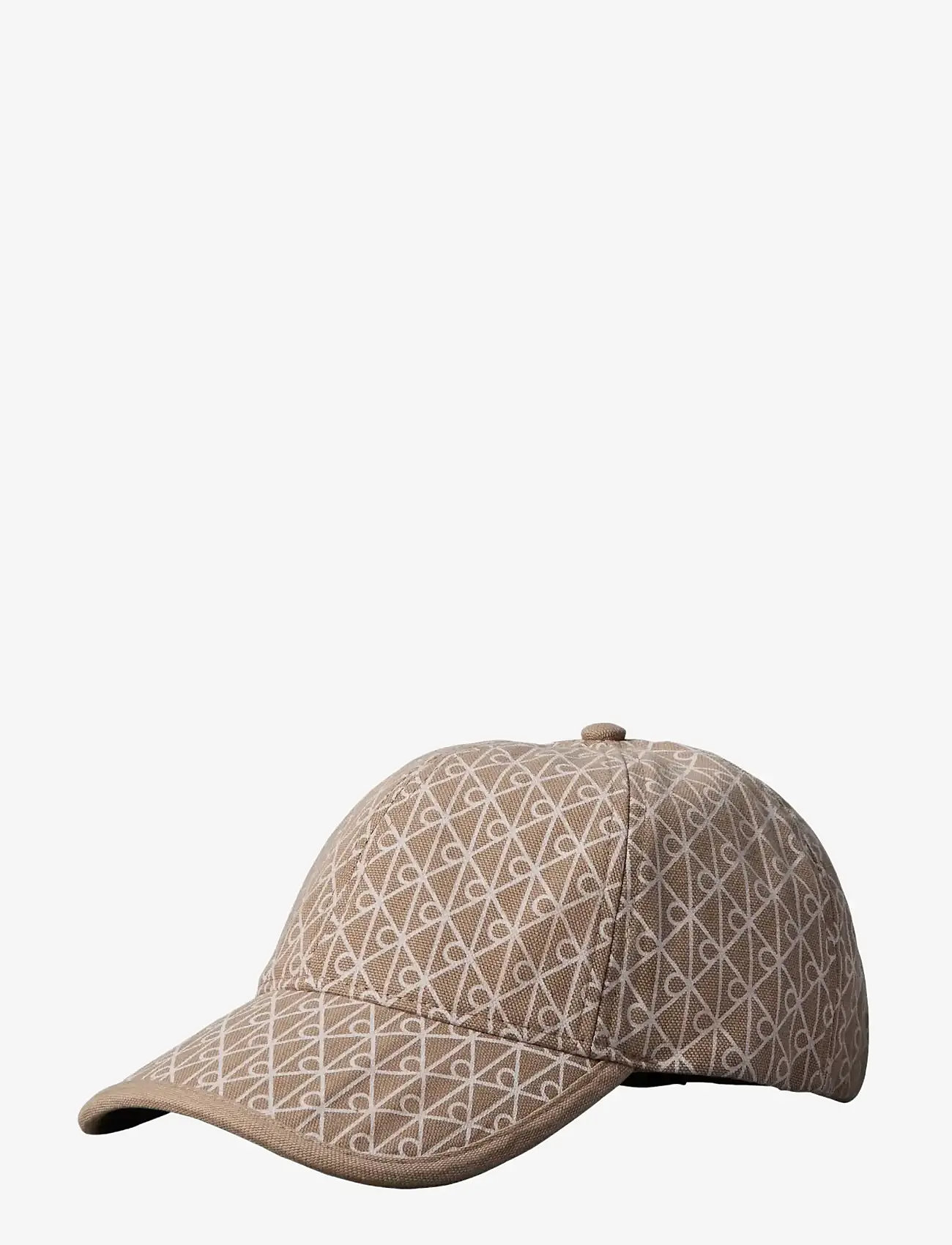 Calvin Klein - EMBLEM PRINT w LEATHER PATCH CAP - caps - desert taupe aop - 0