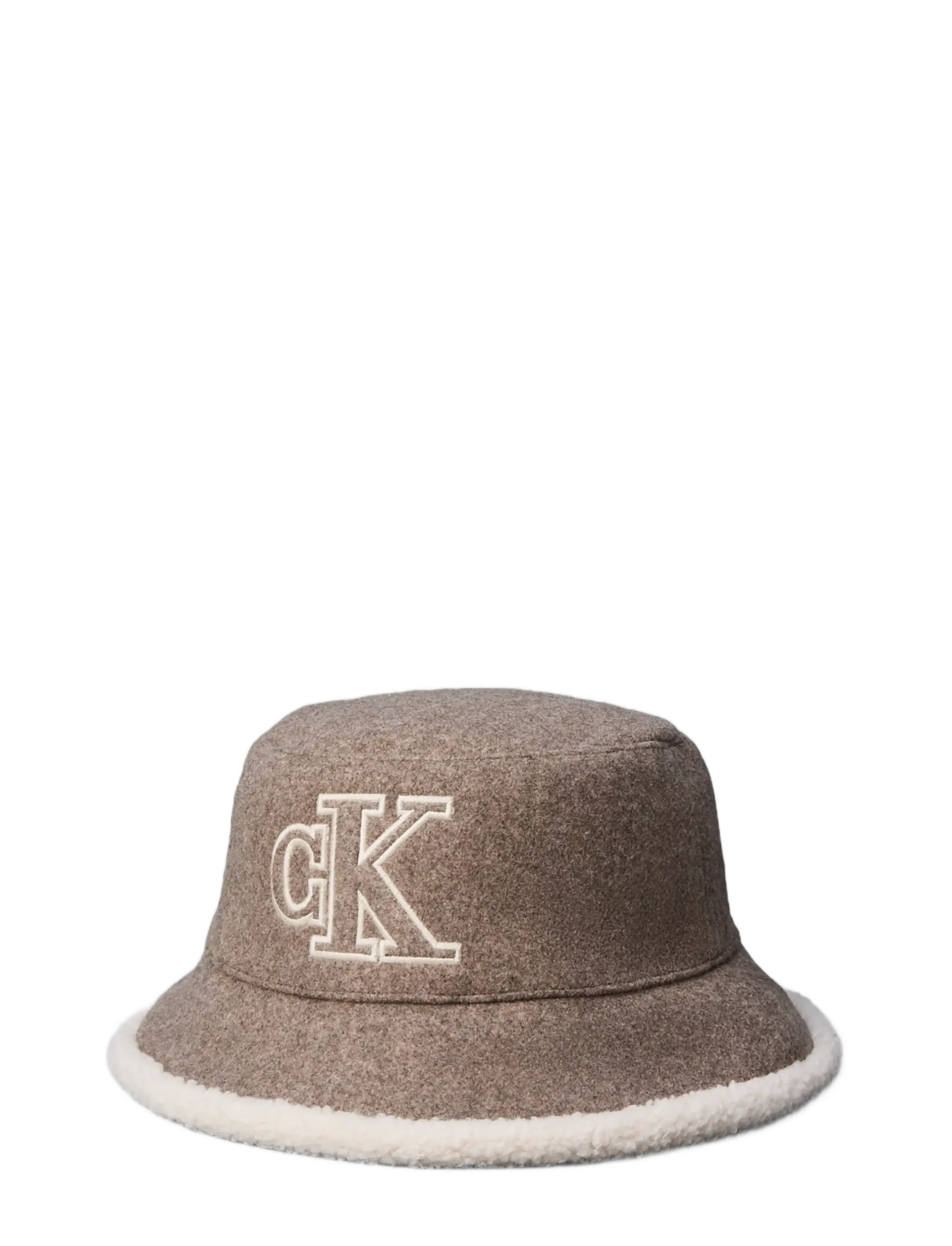 Calvin Klein Sherpa W/ Felt Reversible Bucket, One Size, Headwear, Braun - Bucket Hats, Frauen