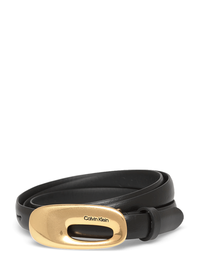 Calvin Klein - ELONGATED CHUCNHY BUCKLE 15MM - igapäevased vööd - black tumbled deep gold - 0