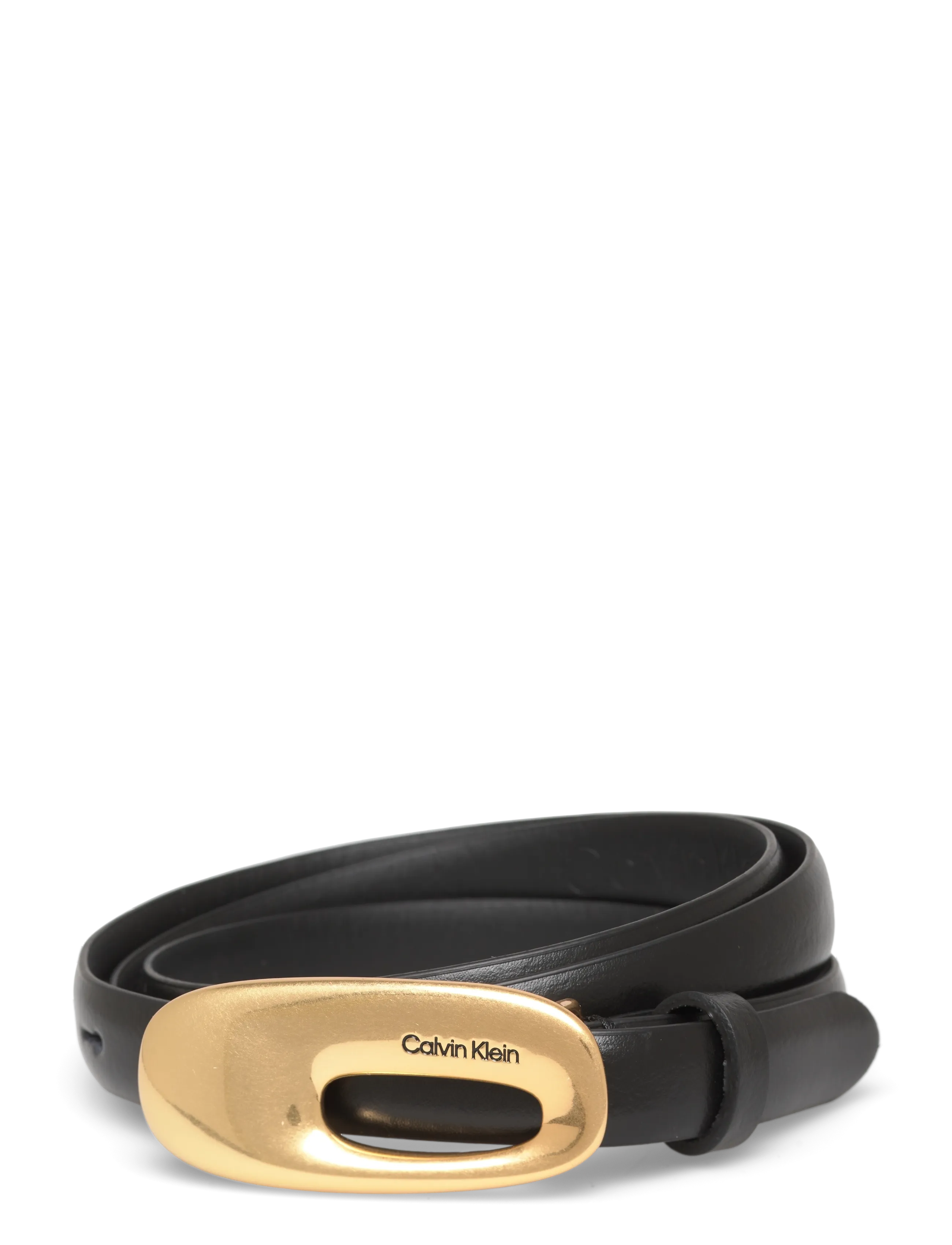 Calvin Klein ELONGATED CHUCNHY BUCKLE 15MM - Akcesoria - BLACK  TUMBLED DEEP GOLD / multi