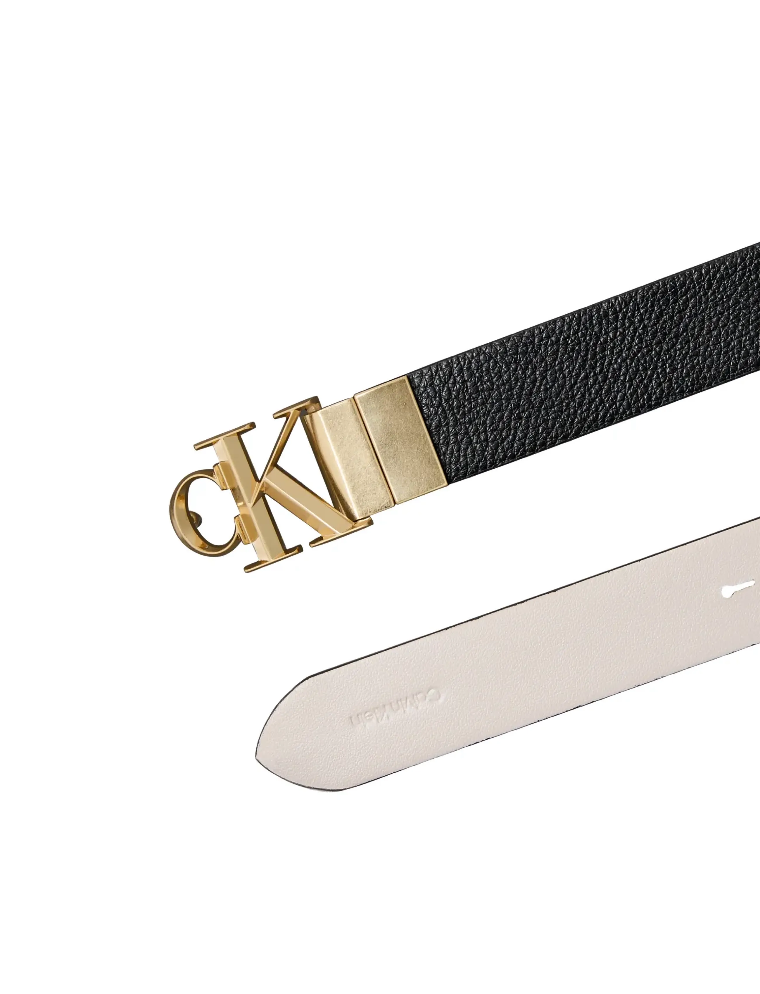 Calvin Klein - FACET CK PEBBLE REV/ADJ 25MM - casual bælter - black   chateau antique light gold - 3