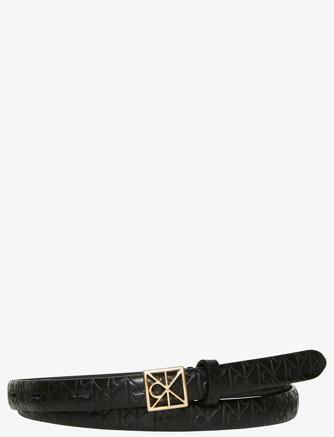 Calvin Klein - EMBLEM BUCKLE AOP 15MM BELT - casual bælter - black aop  antique light gold - 1
