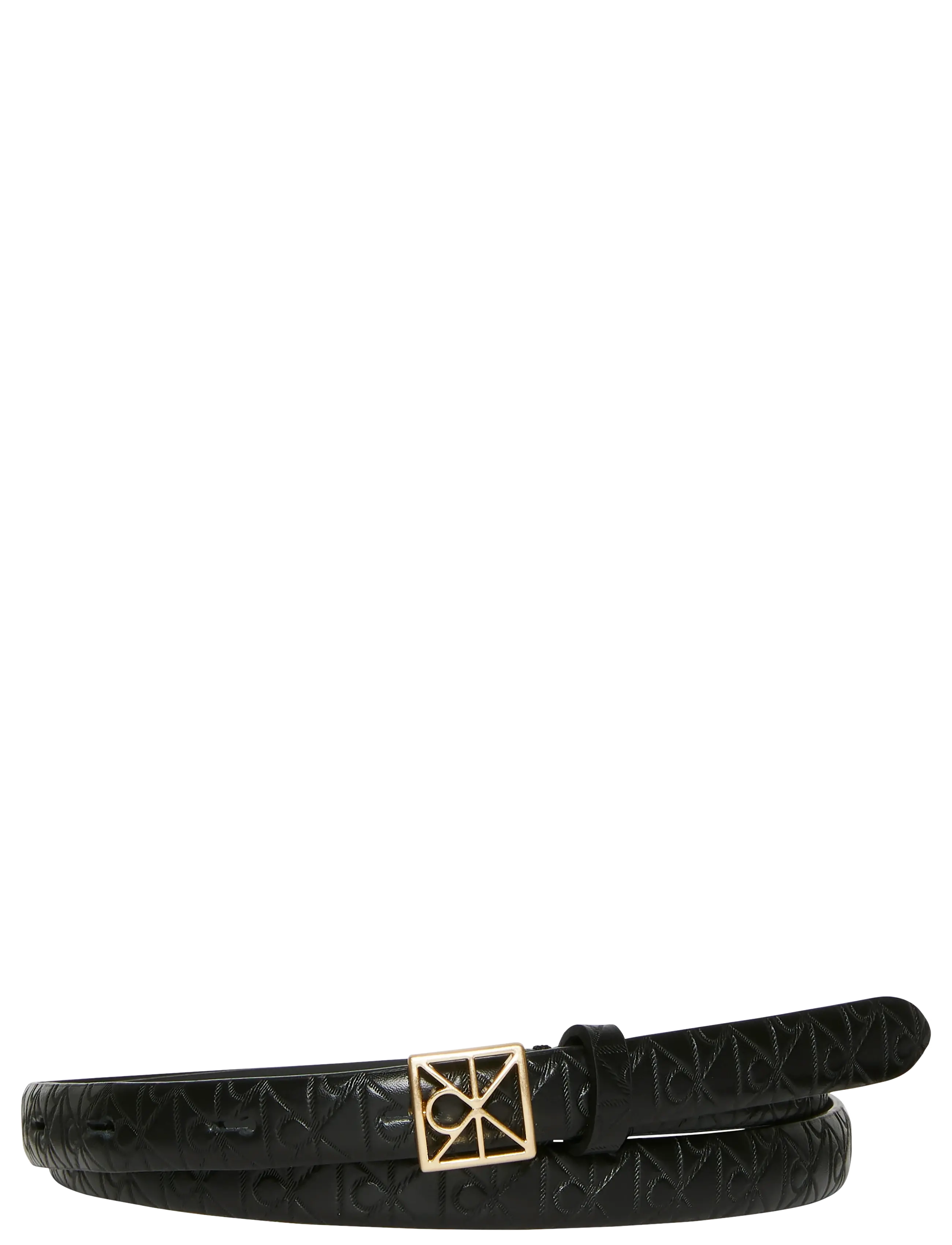 Calvin Klein EMBLEM BUCKLE AOP 15MM BELT - Akcesoria - BLACK AOP  ANTIQUE LIGHT GOLD / black