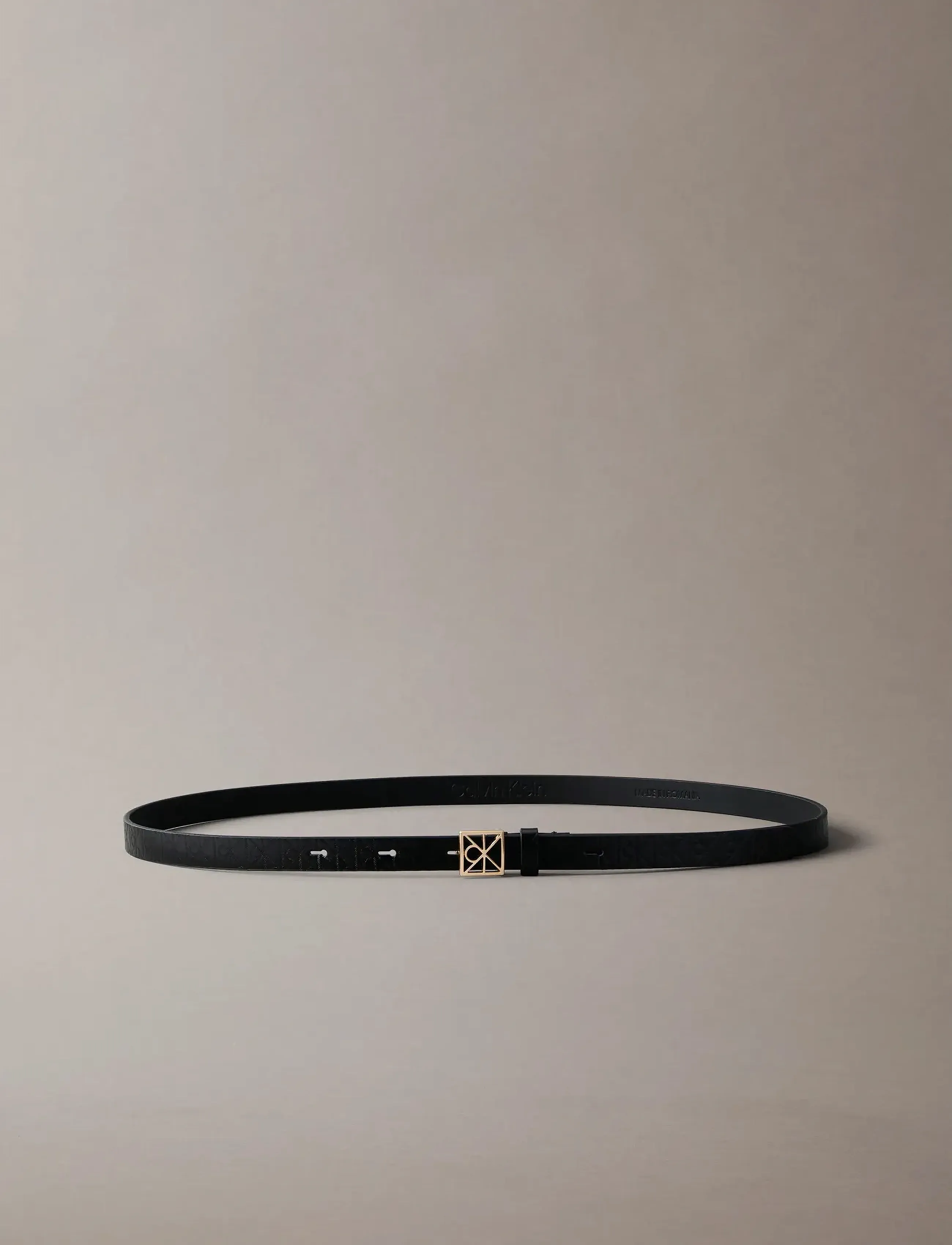 Calvin Klein - EMBLEM BUCKLE AOP 15MM BELT - vardagsskärp - black aop  antique light gold - 3