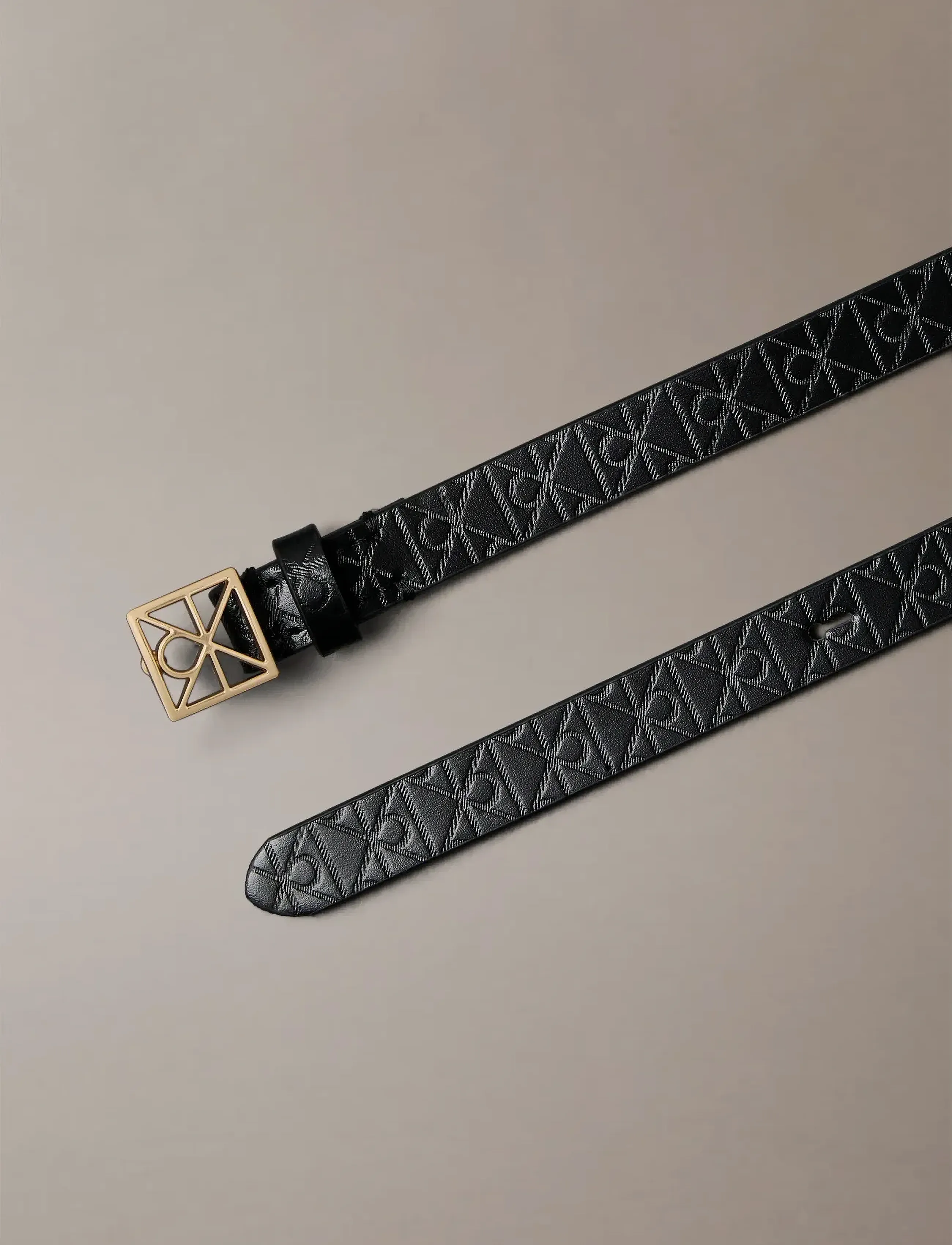 Calvin Klein - EMBLEM BUCKLE AOP 15MM BELT - vardagsskärp - black aop  antique light gold - 4