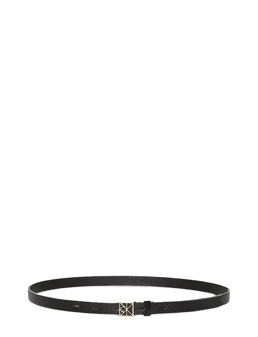 Calvin Klein - EMBLEM BUCKLE AOP 15MM BELT - læderbælter - black aop antique light gold - 2