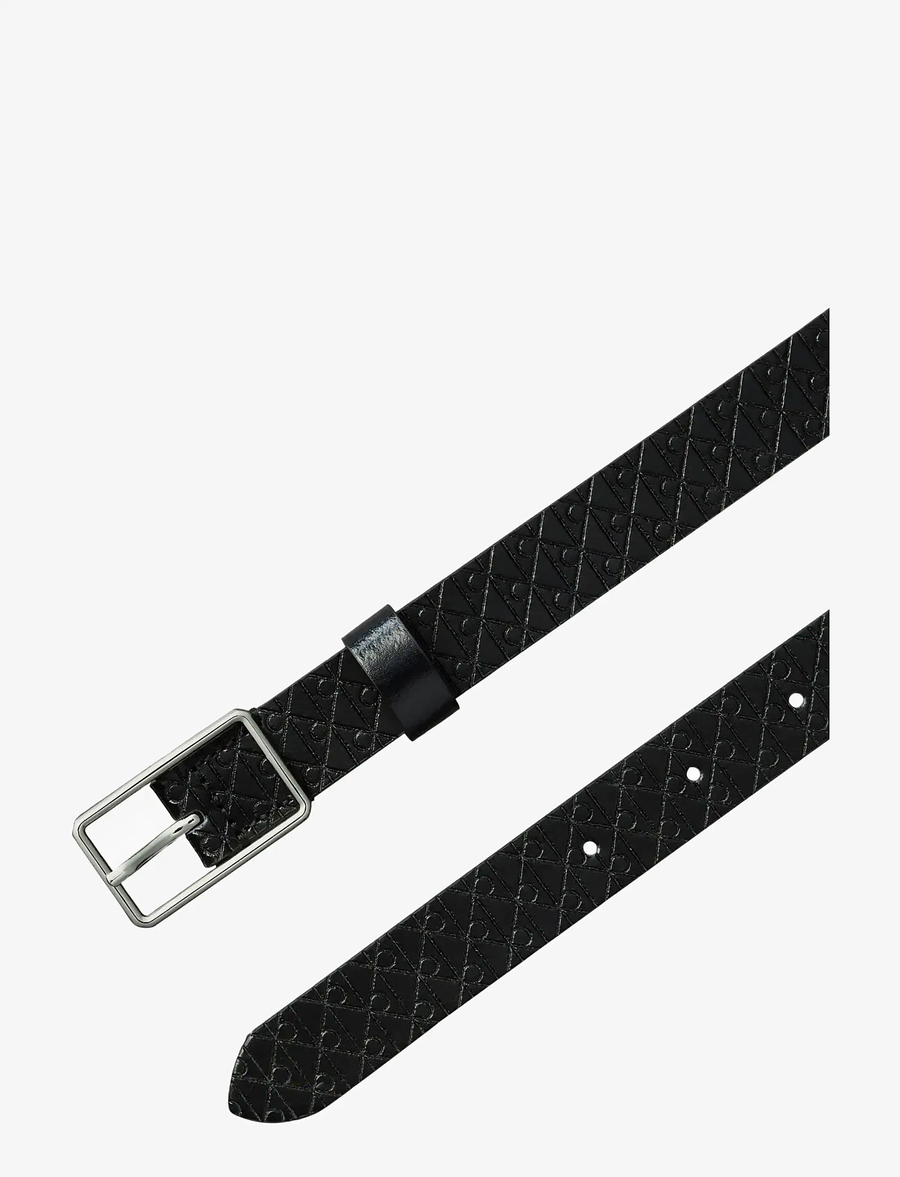 Calvin Klein - SQUARE BUCKLE AOP STRAP 25MM - casual bælter - black   shiny nickel - 1