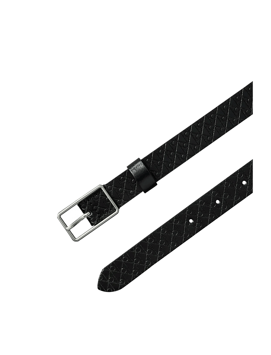 Calvin Klein - SQUARE BUCKLE AOP STRAP 25MM - odiniai diržai - black shiny nickel - 1