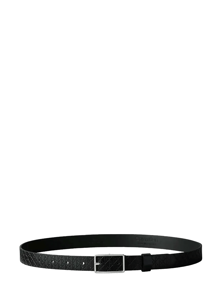 Calvin Klein - SQUARE BUCKLE AOP STRAP 25MM - odiniai diržai - black shiny nickel - 2