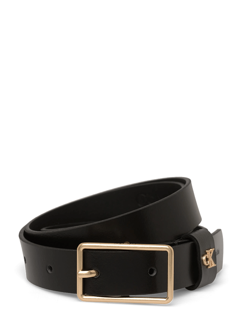 Calvin Klein - SQUARE BUCKLE CK LOOP 25MM - vardagsskärp - black / antique light gold - 0