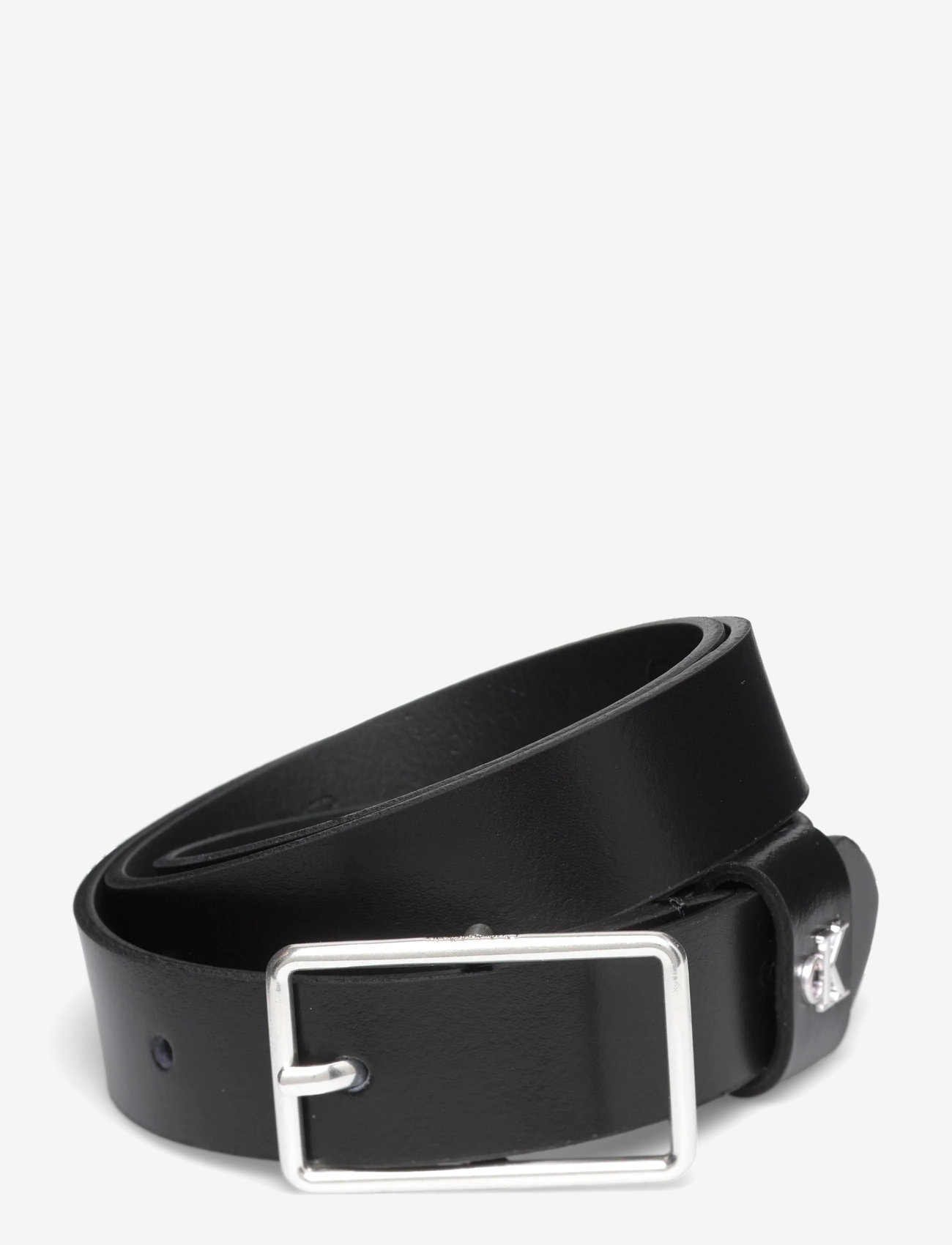 Calvin Klein - SQUARE BUCKLE CK LOOP 25MM - casual bælter - black / old silver - 0