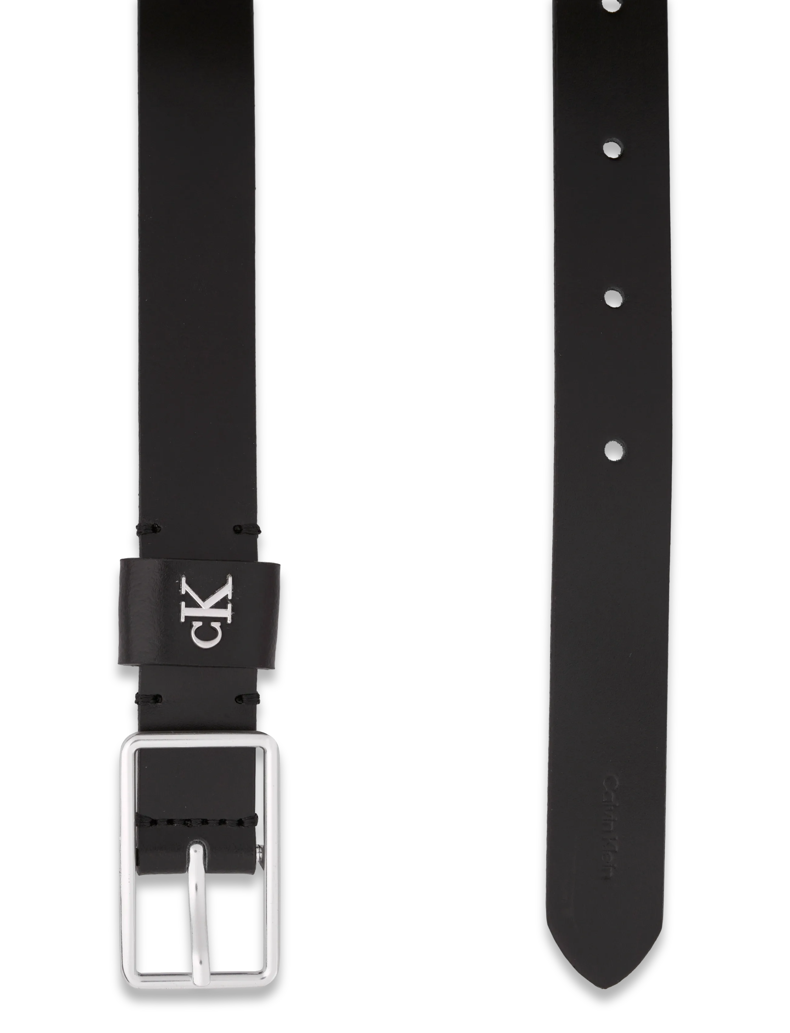 Calvin Klein - SQUARE BUCKLE CK LOOP 25MM - leather belts - black / old silver - 1
