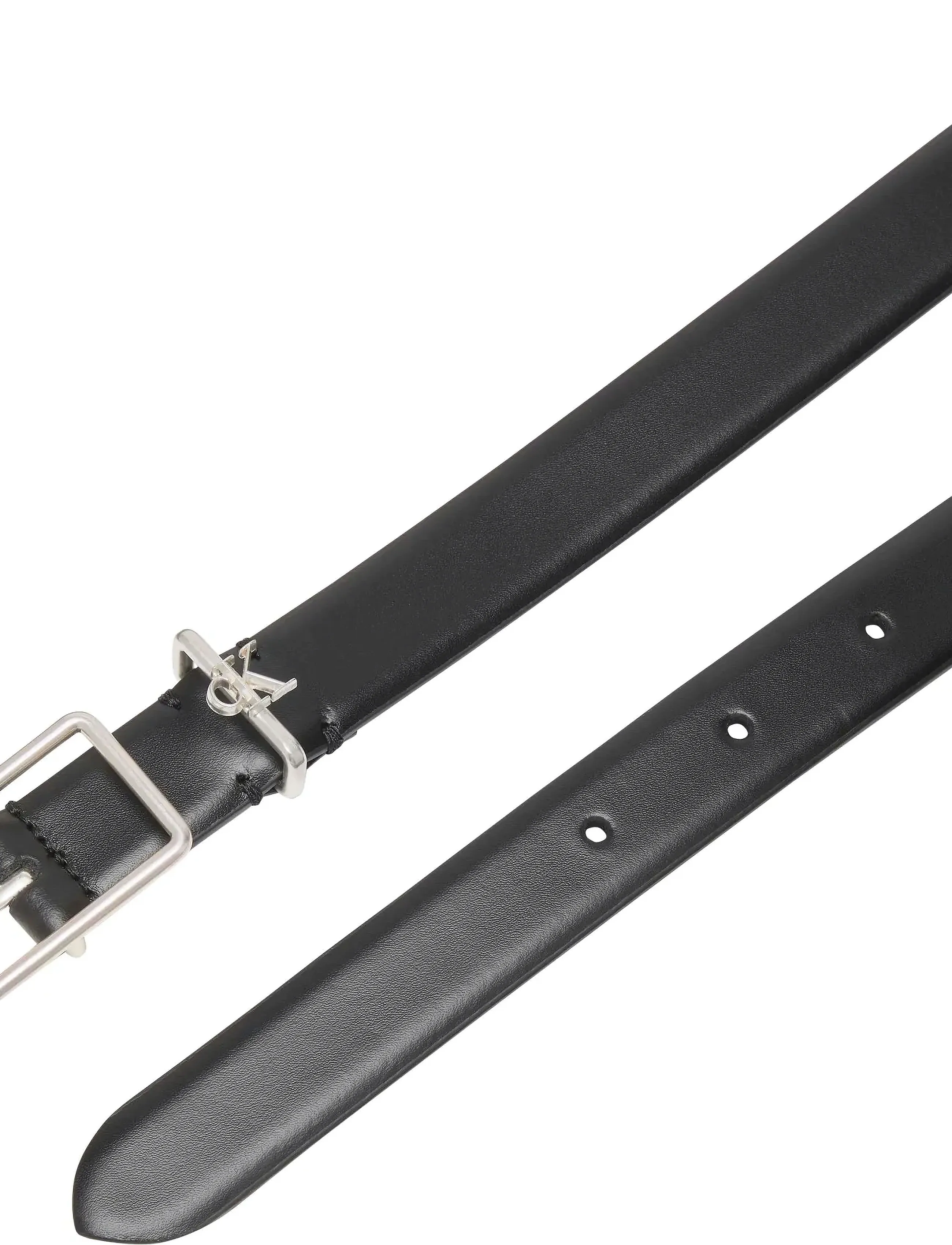 Calvin Klein - SQUARE BUCKLE CK LOOP 25MM - leather belts - black / old silver - 2
