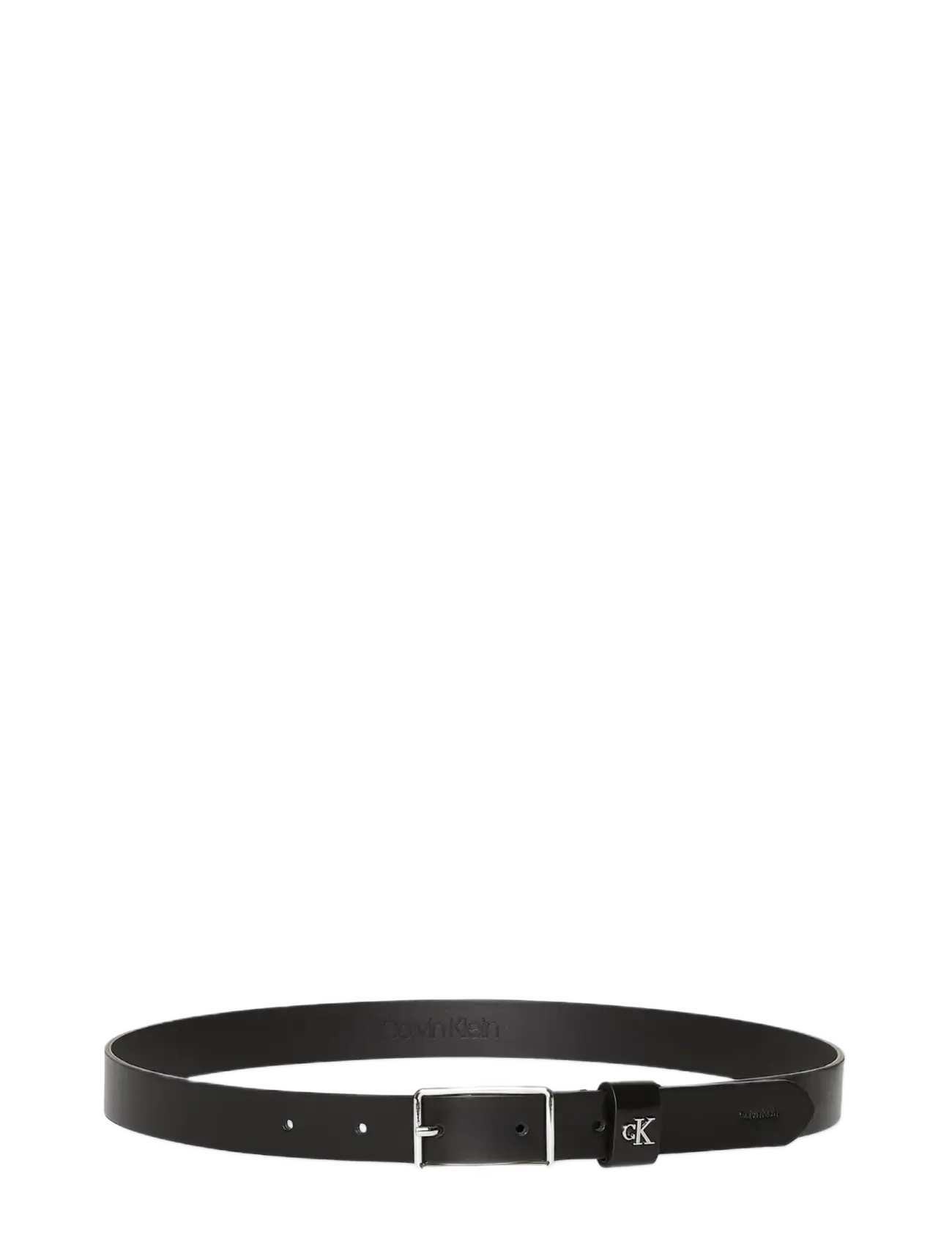 Calvin Klein SQUARE BUCKLE CK LOOP 25MM - Accessories - BLACK   SHINY NICKEL / black