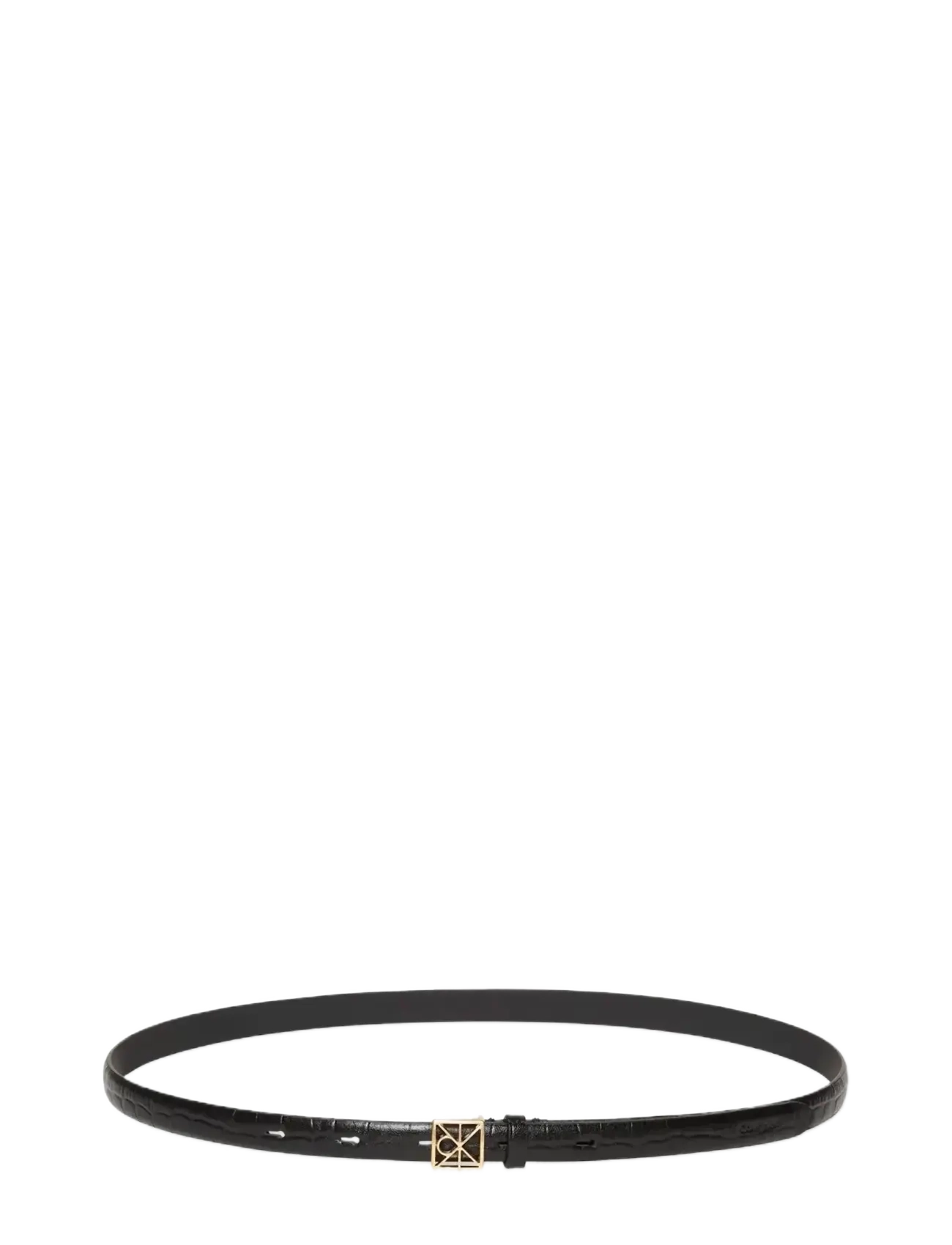 Calvin Klein EMBLEM CROC 15MM REV BELT - Calvin Klein - BLACK  ANTIQUE LIGHT GOLD / black