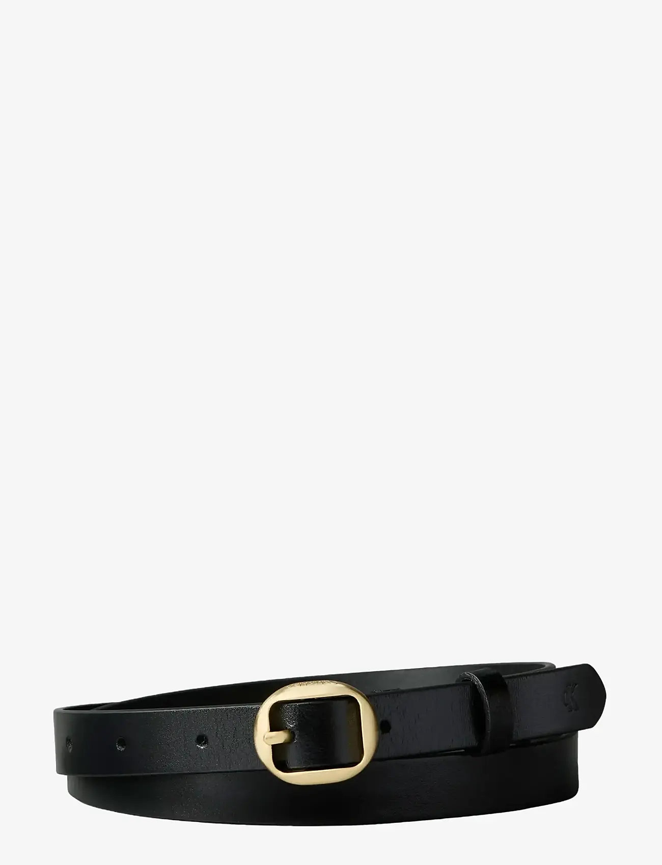 Calvin Klein - ROUND BUCKLE METAL CK TIP 20MM - læderbælter - black   antique light gold - 0