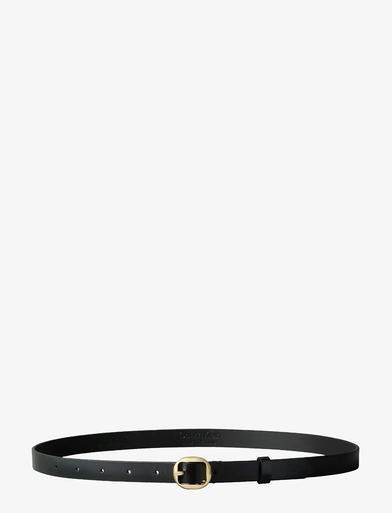 Calvin Klein - ROUND BUCKLE METAL CK TIP 20MM - læderbælter - black   antique light gold - 1