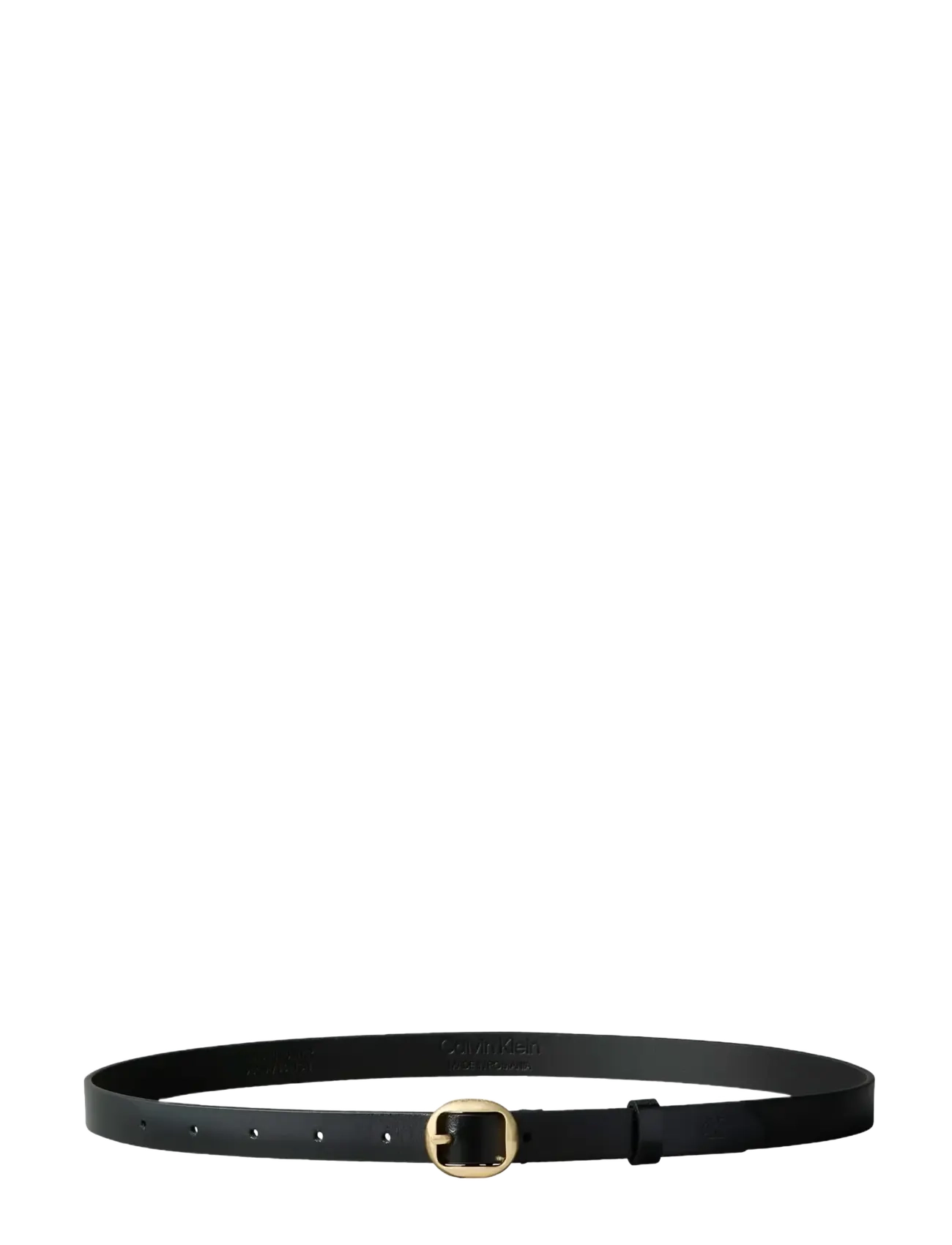 Calvin Klein - ROUND BUCKLE METAL CK TIP 20MM - leather belts - black   antique light gold - 1