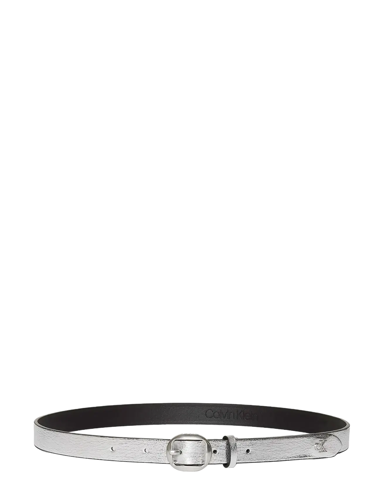 Calvin Klein - ROUND BUCKLE METAL CK TIP 20MM - nahkrihmad - silver metallic - 1