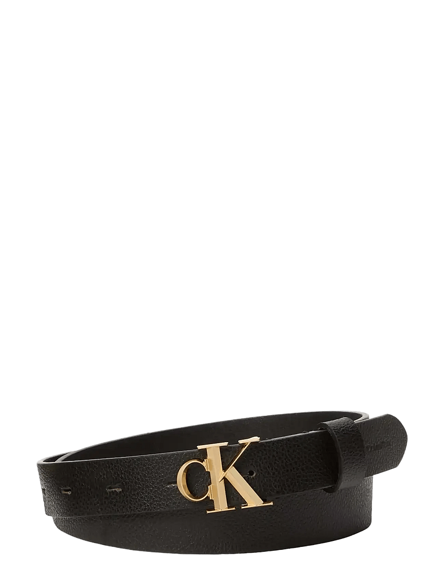 Calvin Klein - FACET CK BUCKLE PEBBLE 25MM - læderbælter - black antique light gold - 0