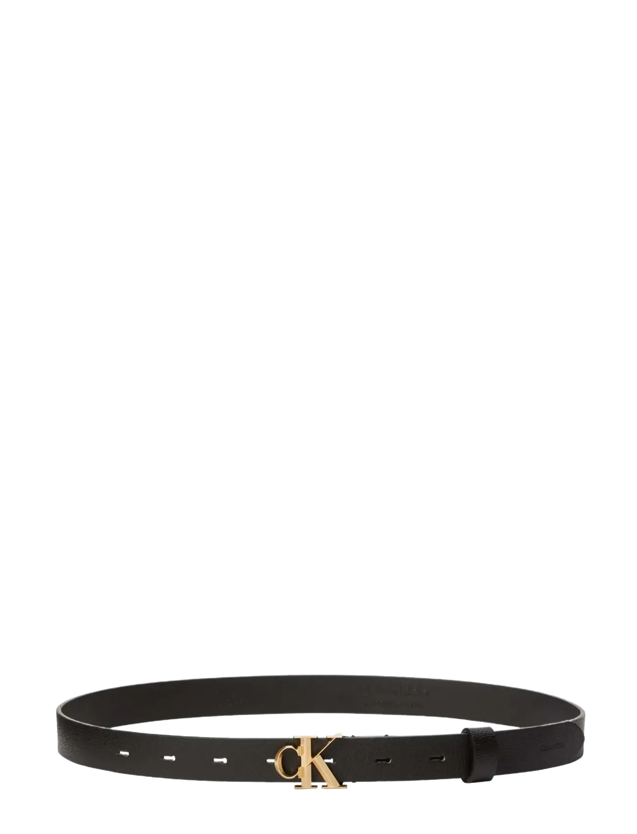 Calvin Klein - FACET CK BUCKLE PEBBLE 25MM - læderbælter - black   antique light gold - 1