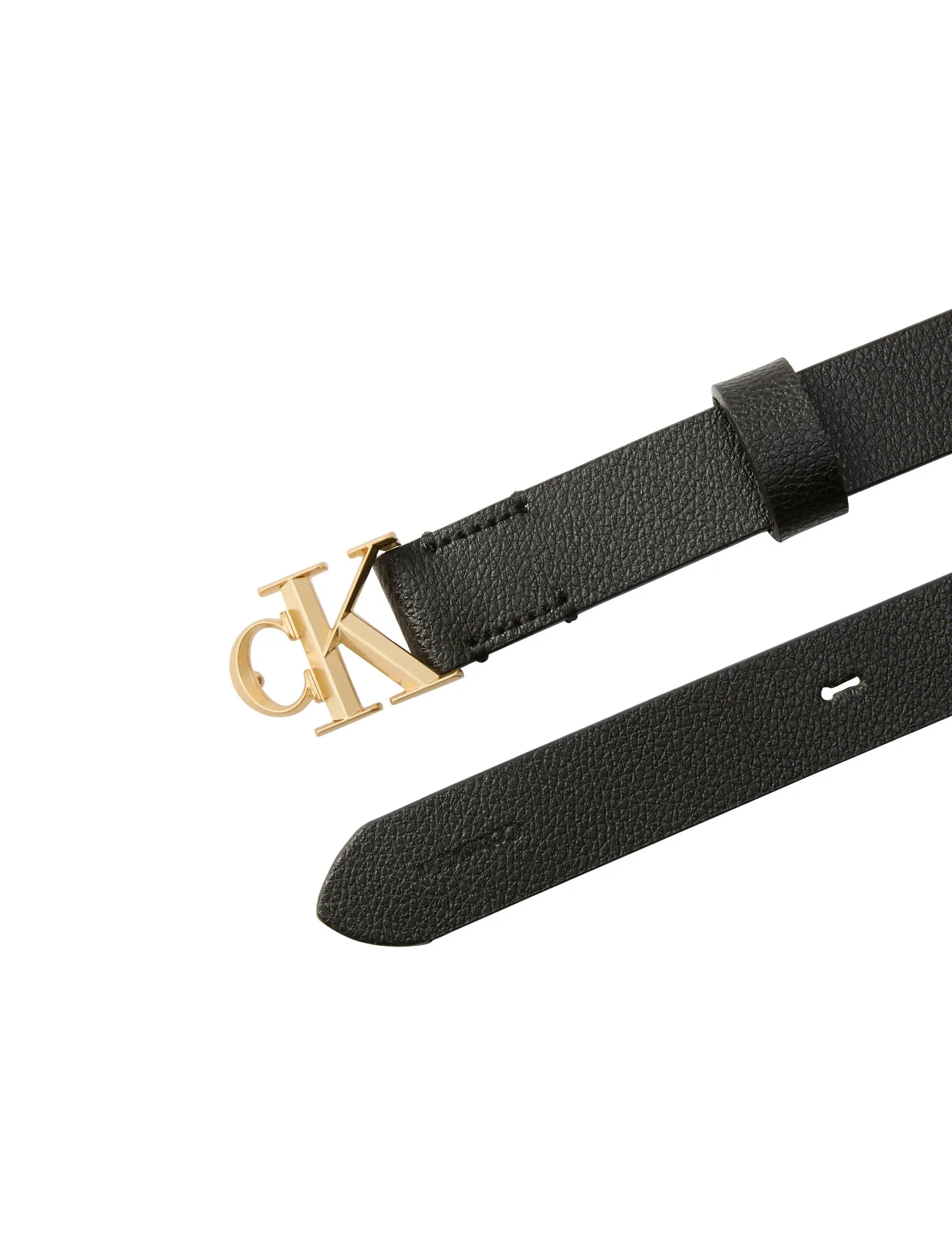 Calvin Klein - FACET CK BUCKLE PEBBLE 25MM - læderbælter - black   antique light gold - 2