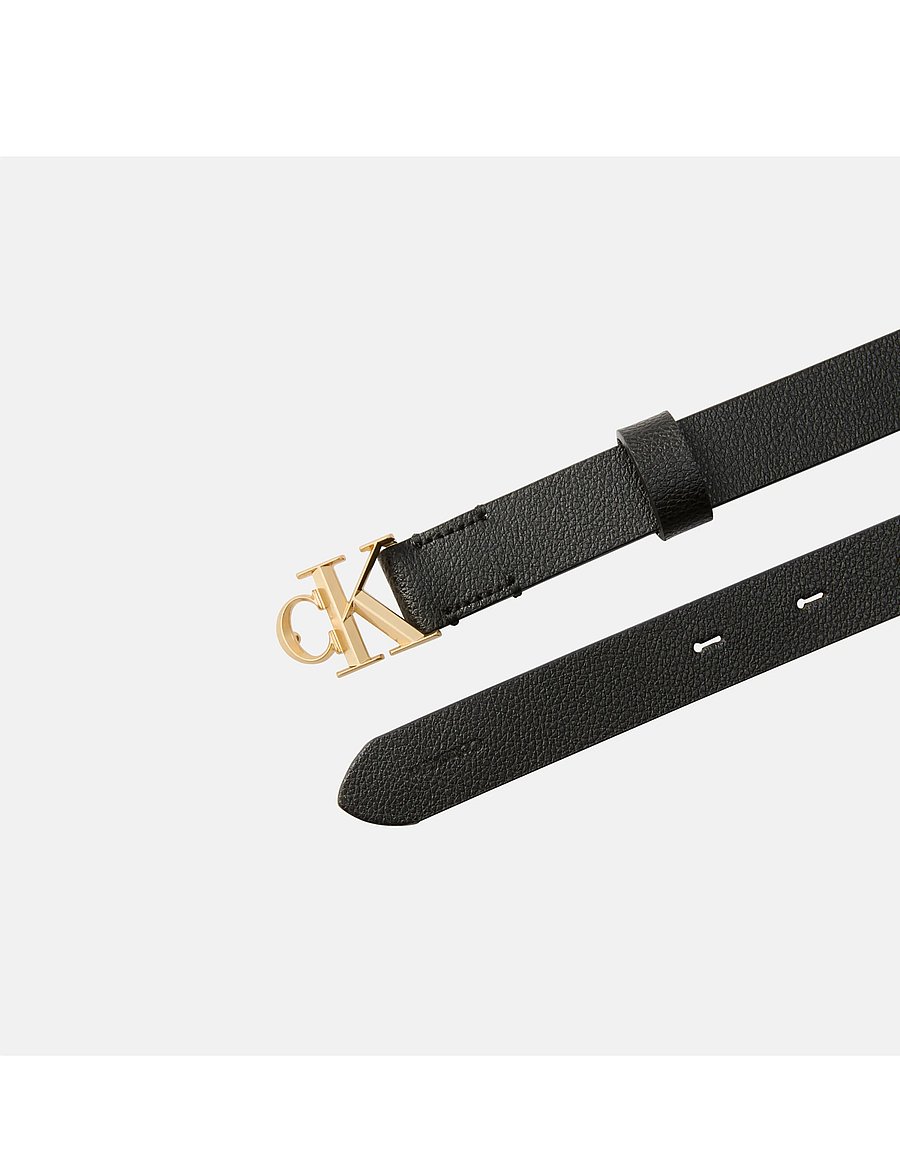 Calvin Klein - FACET CK BUCKLE PEBBLE 25MM - læderbælter - black antique light gold - 2