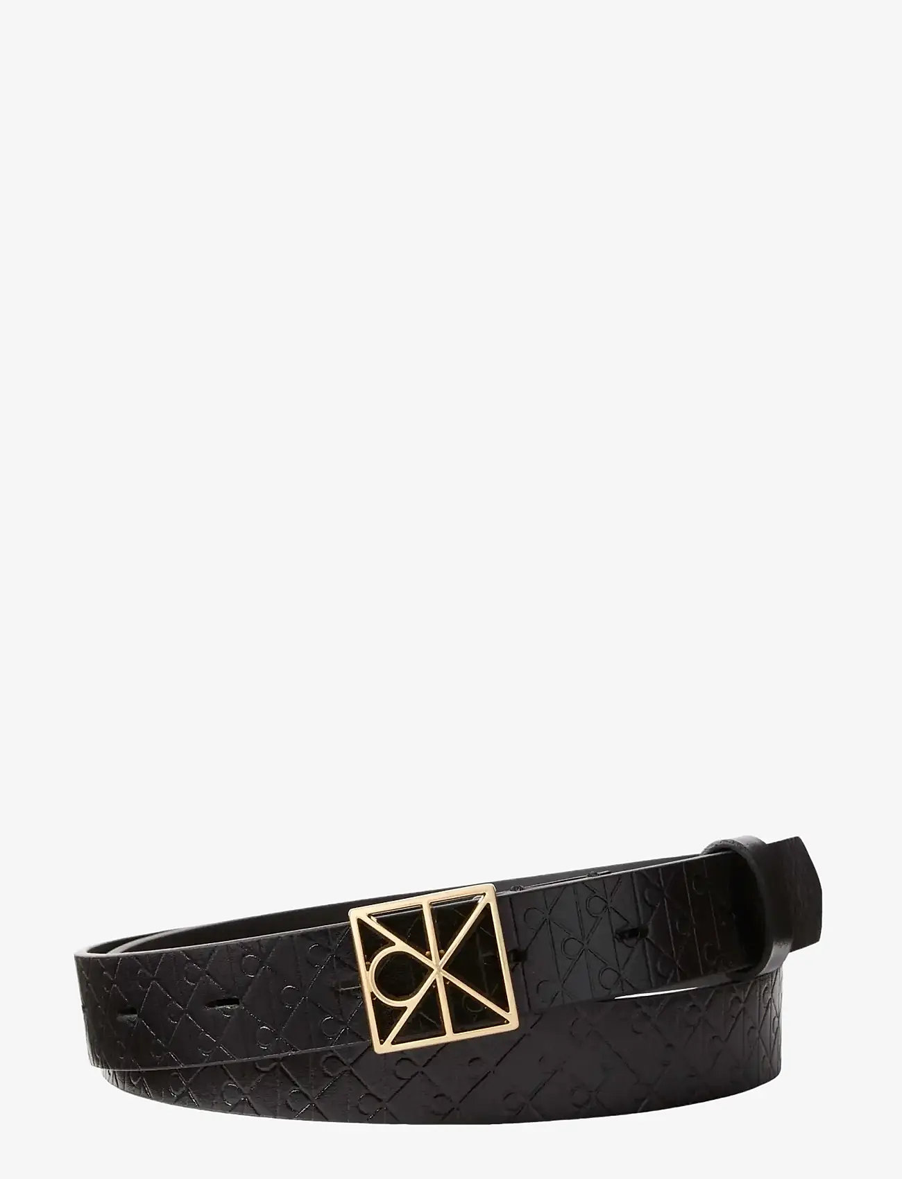 Calvin Klein - EMBLEM BUCKLE AOP STRAP 25MM - igapäevased vööd - black  antique light gold - 0