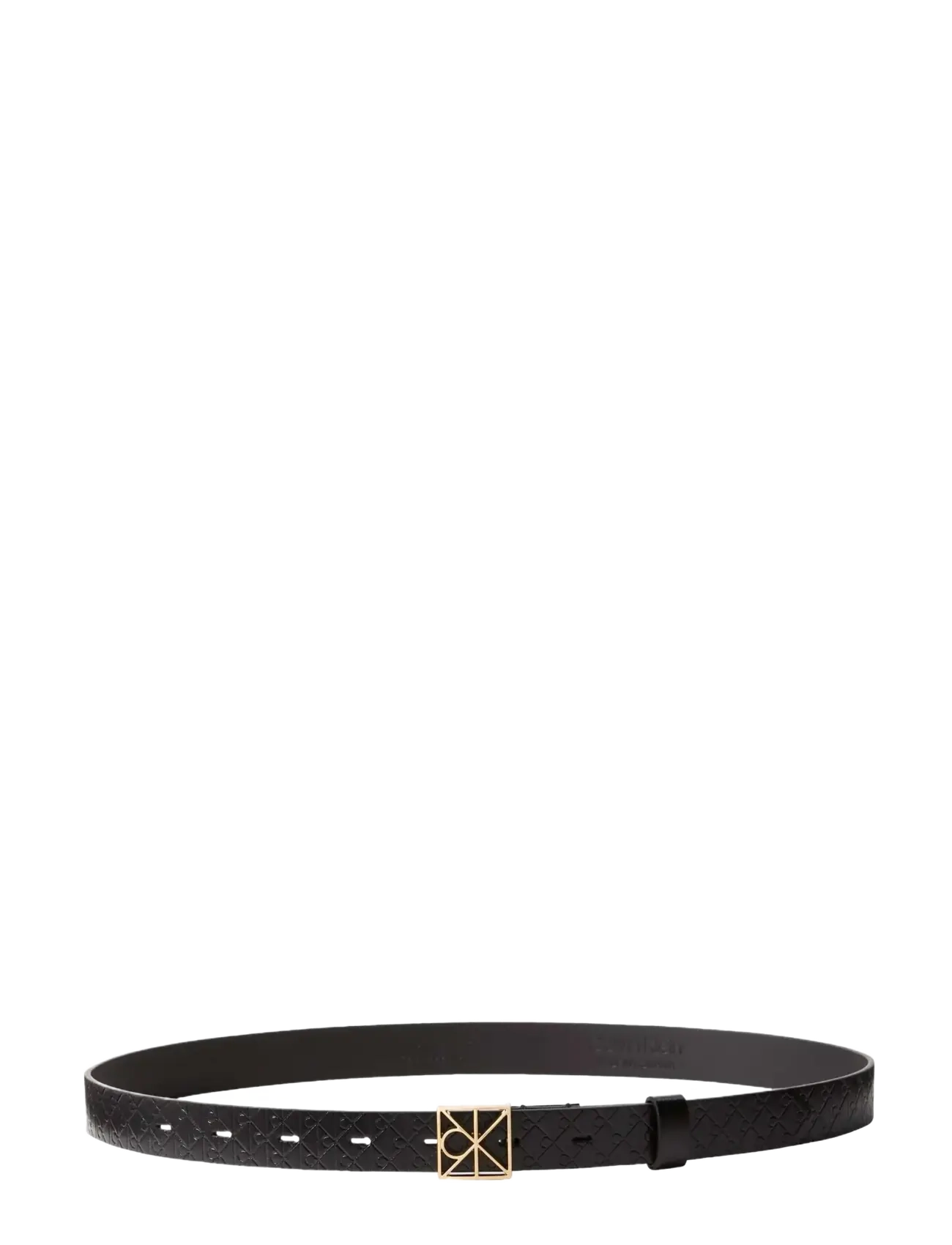 Calvin Klein - EMBLEM BUCKLE AOP STRAP 25MM - paski skórzane - black  antique light gold - 1