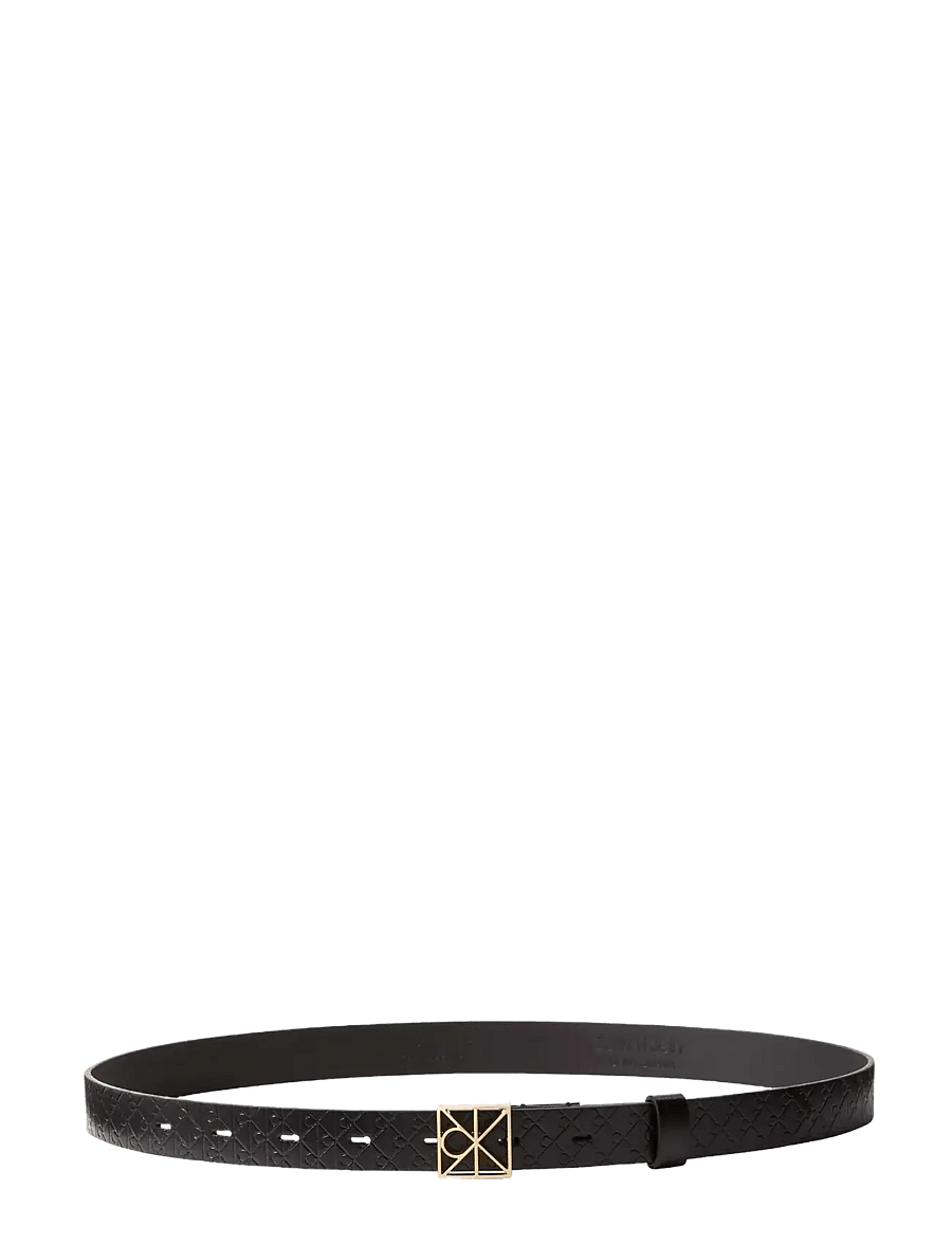 Calvin Klein - EMBLEM BUCKLE AOP STRAP 25MM - ledergürtel - black antique light gold - 1