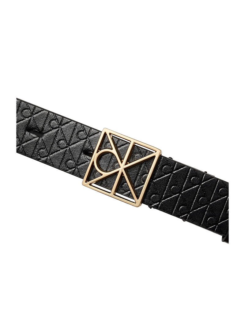 Calvin Klein - EMBLEM BUCKLE AOP STRAP 25MM - igapäevased vööd - black antique light gold - 2